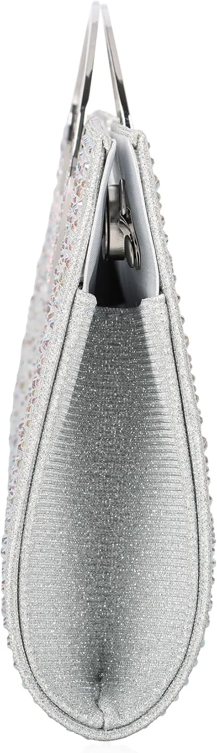 Dexmay Rhinestone Clutch Handbag with Crystal Handle for Wedding Party Elegant Clutch Purse for Women