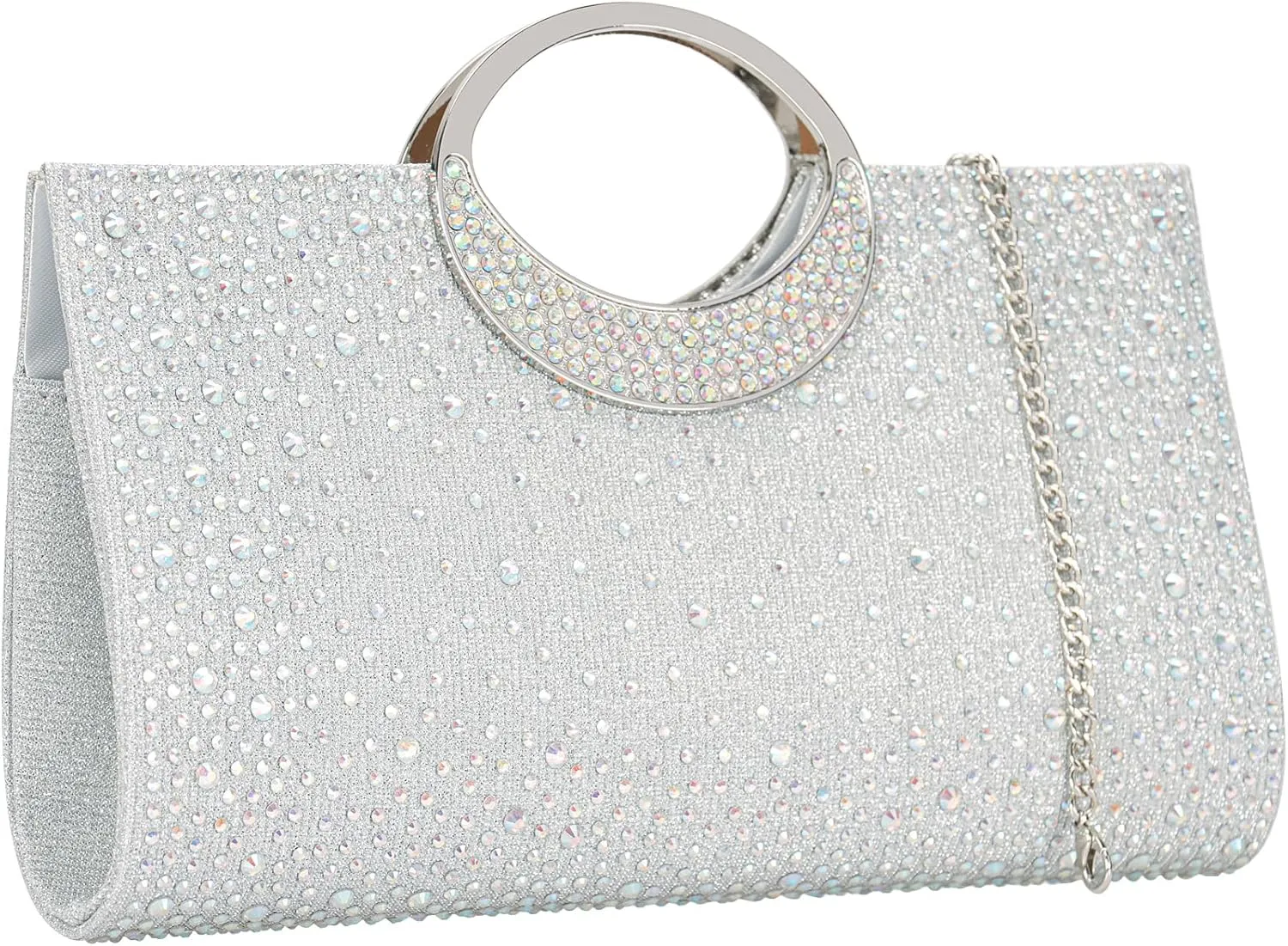 Dexmay Rhinestone Clutch Handbag with Crystal Handle for Wedding Party Elegant Clutch Purse for Women