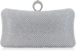 Dexmay Rhinestone Clutch Purse with Crystal Clasp Evening Handbag for Bridal Wedding Party
