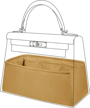 DGAZ Bag Organizer Insert For Kelly pochette/mini II /20/25/28/32/35/40 Bags, Silk Purse Organizer, Simplicity Handbag & Tote Organizer(Biscuit color,miniKelly1)