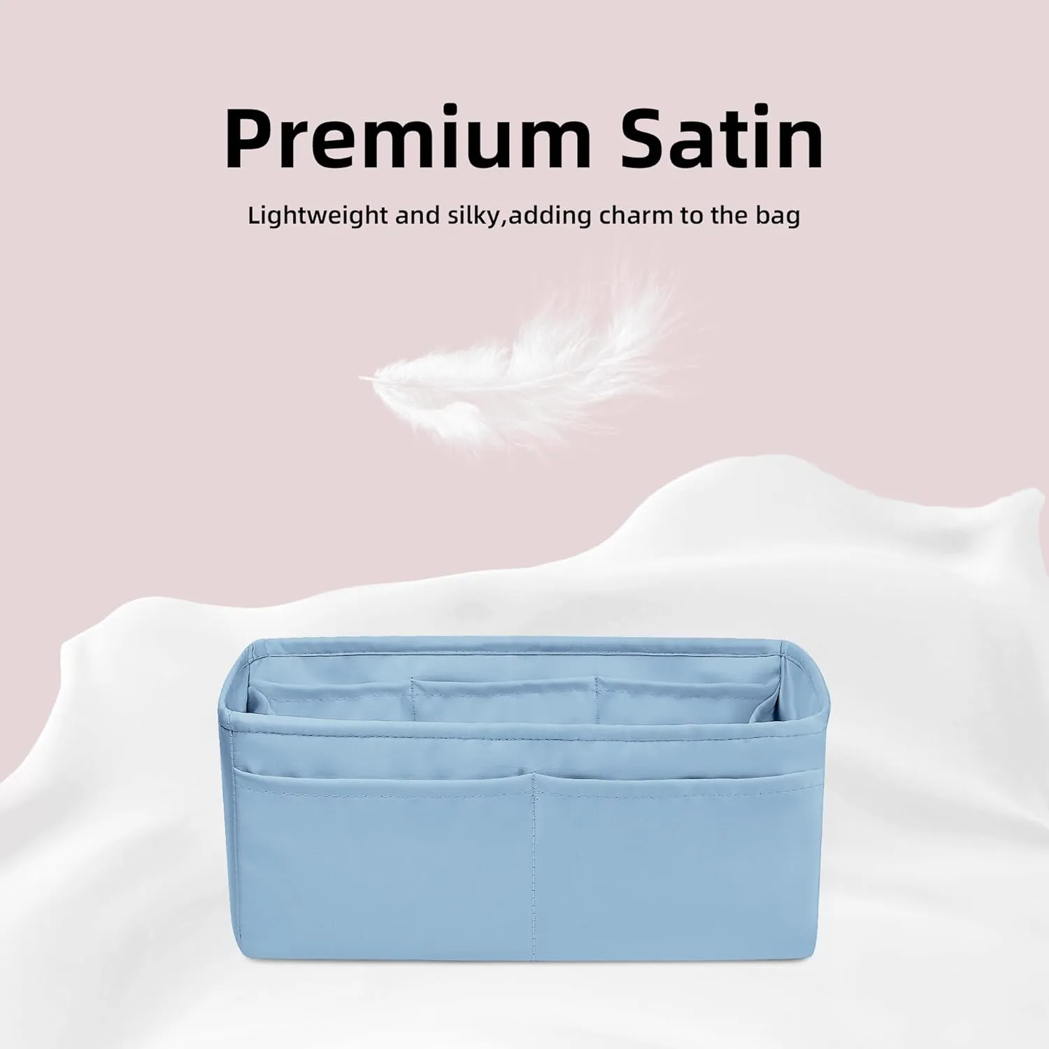 DGAZ Bag Organizer Insert For Kelly pochette/mini II /20/25/28/32/35/40/42/45 Bags, Silk Purse Organizer, Simplicity Handbag & Tote Organizer(Azure,KL25 Sellier)