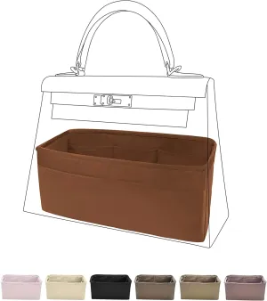 DGAZ Bag Organizer Insert, Silk Purse Simplicity Handbag & Tote Organizer, Fits Kelly Mini I/II /20/25/28/32/35/40 Bags (Gold, KL35)