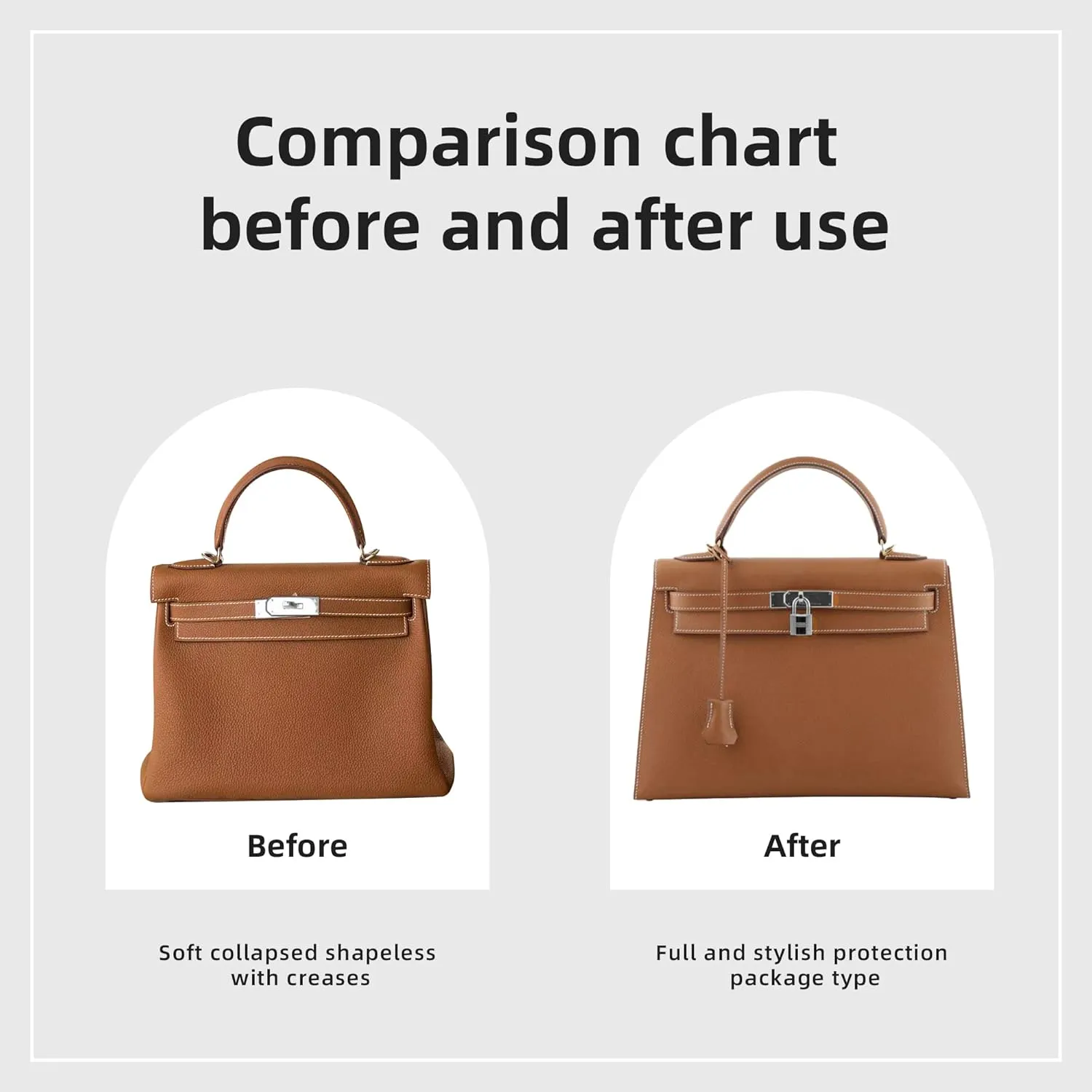 DGAZ Bag Organizer Insert, Silk Purse Simplicity Handbag & Tote Organizer, Fits Kelly Mini I/II /20/25/28/32/35/40 Bags (Gold, KL35)