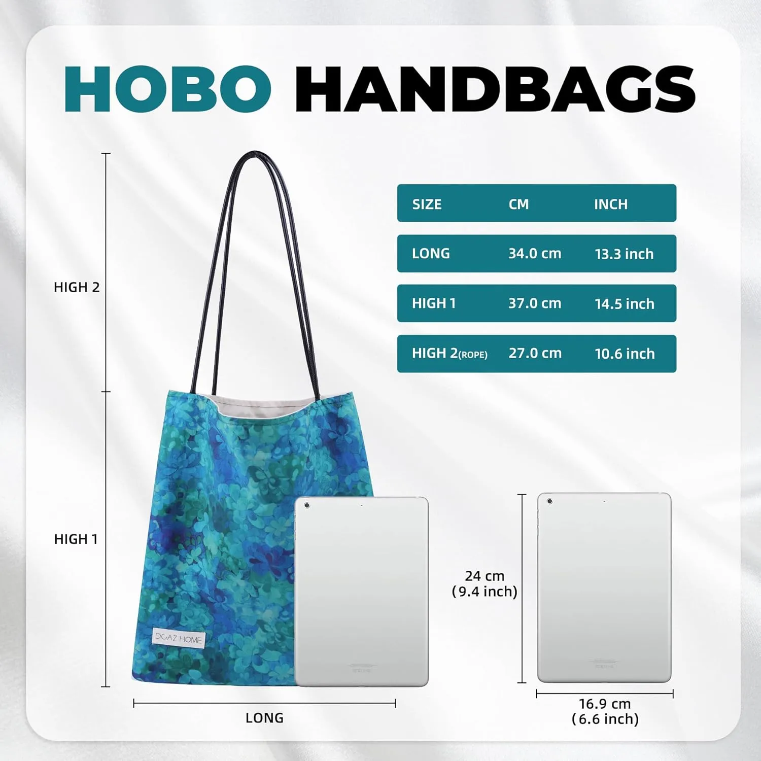 DGAZ Designer Hobo Bags for Women, Luxury Tote Bag with Zipper, Large Shoulder Bags