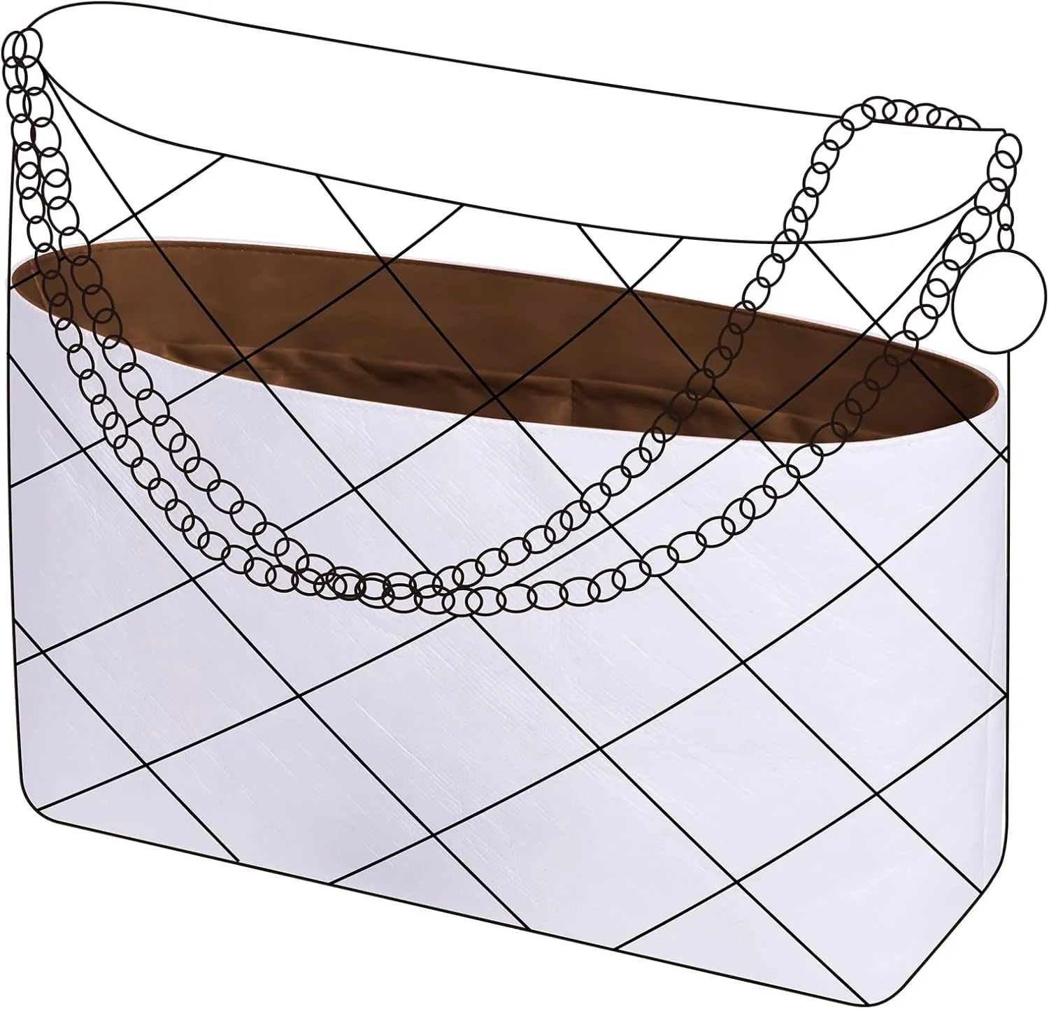 DGAZ Lightweight Purse Organizer Insert for Chanel 22 Bag,Silk and Dupontpaper handbag inner for Luxury Bags(Gold,M)