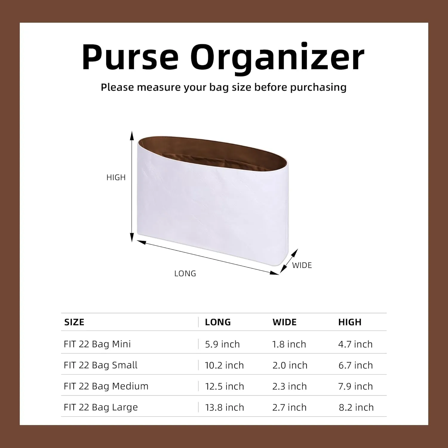 DGAZ Lightweight Purse Organizer Insert for Chanel 22 Bag,Silk and Dupontpaper handbag inner for Luxury Bags(Gold,M)