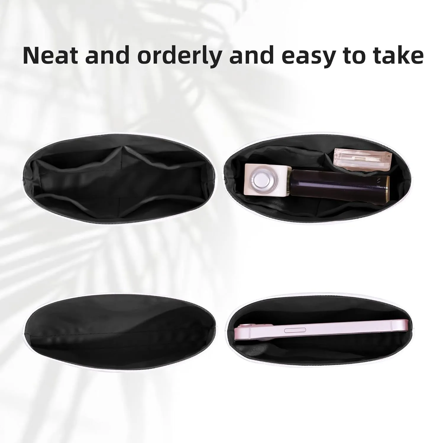 DGAZ Lightweight Purse Organizer Insert for Hermes Constance Bag,Silk and Dupontpaper handbag inner for Luxury Bags(Black,newC19)
