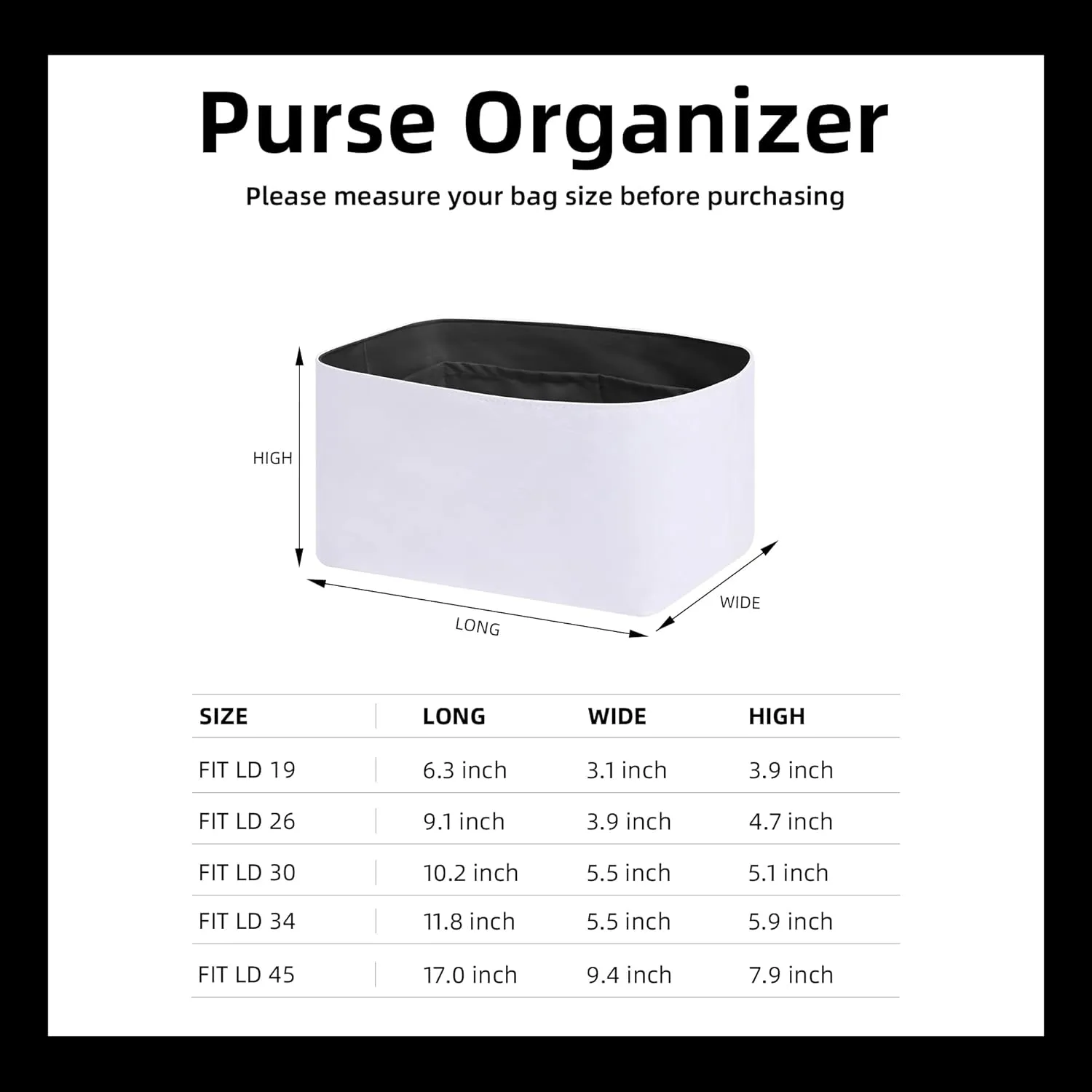 DGAZ Lightweight Purse Organizer Insert for Hermes Lindy Bag,Silk and Dupontpaper handbag inner for Luxury Bags(Black,LD26)