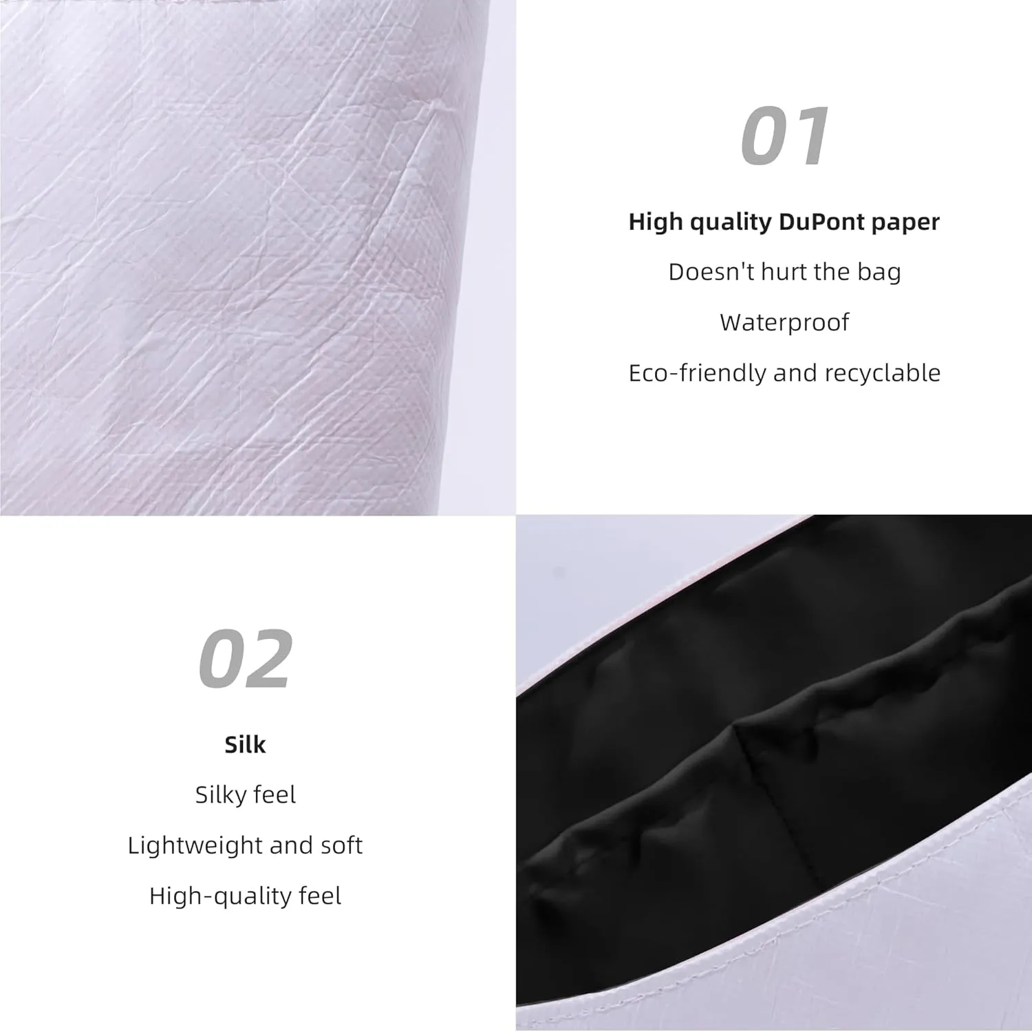 DGAZ Lightweight Purse Organizer Insert for Longchamp Le Pliage Original Series Bag,silk and DupontPaper handbag inner for Luxury Bags(Black,LE PLIAGE Mini)
