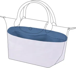 DGAZ Lightweight Purse Organizer Insert for Longchamp Le Pliage Original Series Bag,silk and DupontPaper handbag inner for Luxury Bags(Blue Lin,LE PLIAGE L（Handle height: about 25 cm）)