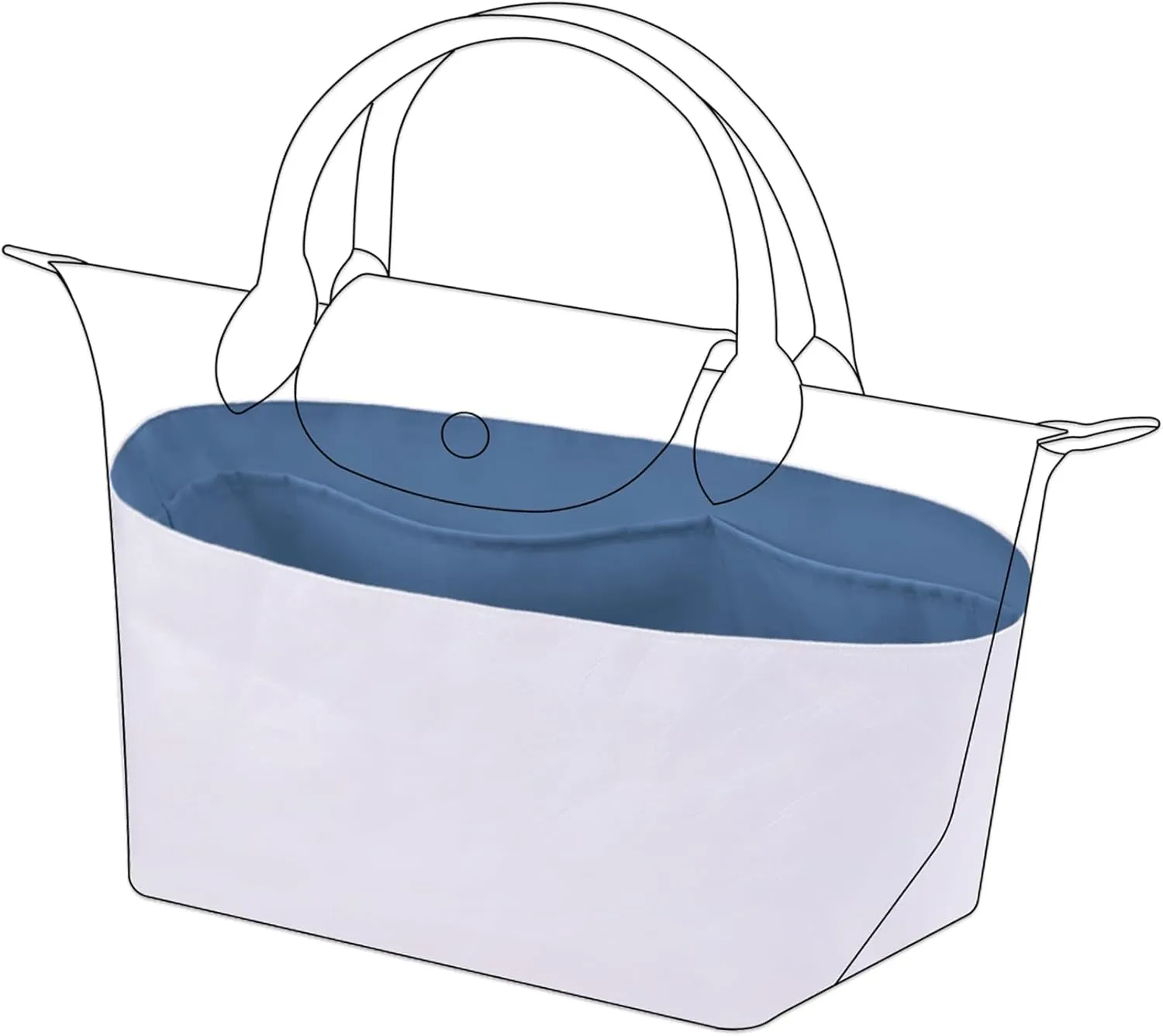 DGAZ Lightweight Purse Organizer Insert for Longchamp Le Pliage Original Series Bag,silk and DupontPaper handbag inner for Luxury Bags(Blue Lin,LE PLIAGE L（Handle height: about 25 cm）)