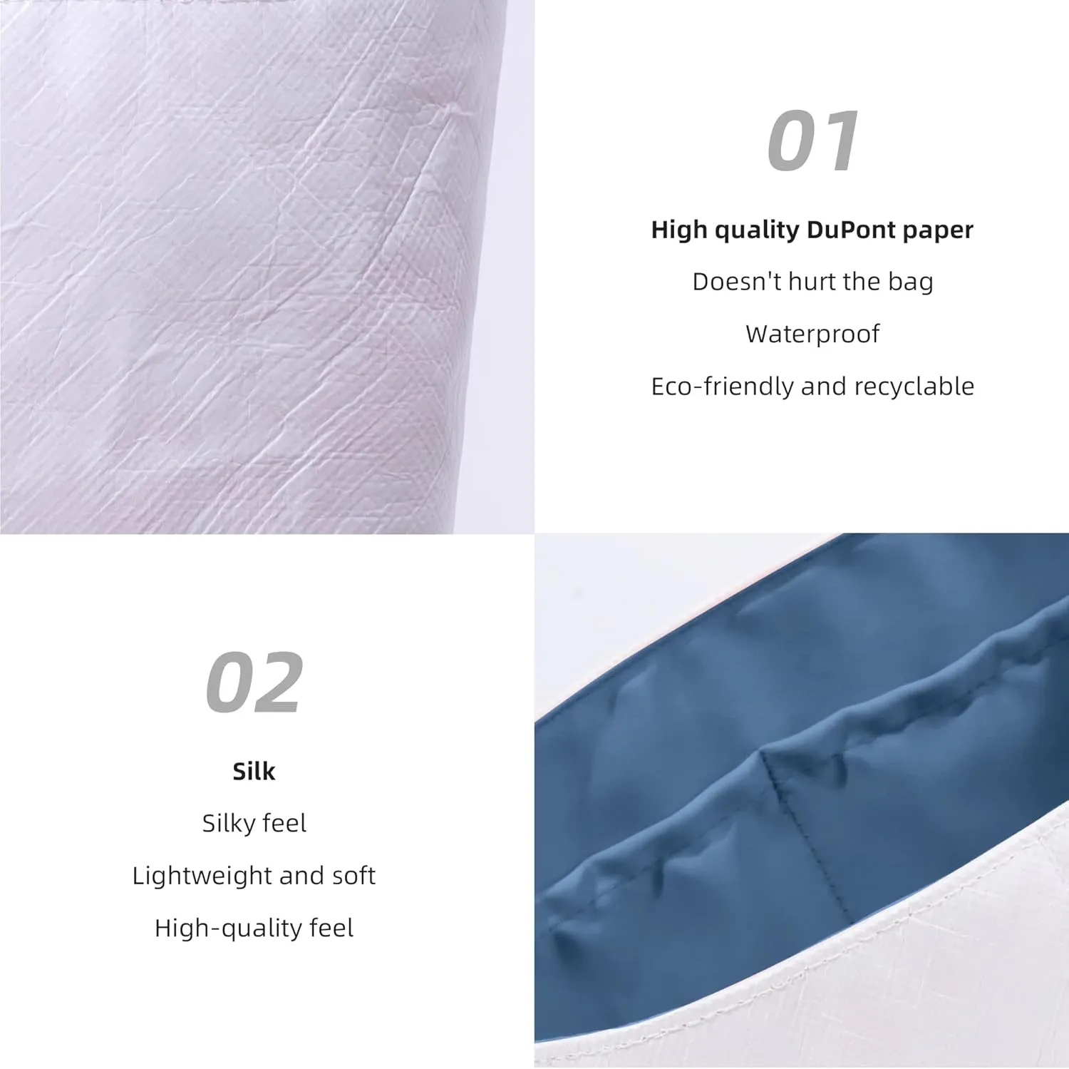 DGAZ Lightweight Purse Organizer Insert for Longchamp Le Pliage Original Series Bag,silk and DupontPaper handbag inner for Luxury Bags(Blue Lin,LE PLIAGE L（Handle height: about 25 cm）)