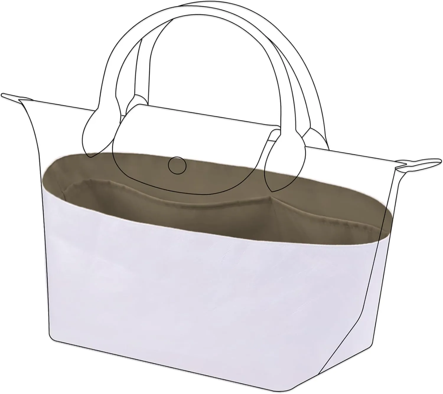 DGAZ Lightweight Purse Organizer Insert for Longchamp Le Pliage Original Series Bag,silk and DupontPaper handbag inner for Luxury Bags(Etoupe grey,LE PLIAGE L（Handle height: about 9 cm）)