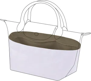 DGAZ Lightweight Purse Organizer Insert for Longchamp Le Pliage Original Series Bag,silk and DupontPaper handbag inner for Luxury Bags(Etoupe grey,LE PLIAGE L（Handle height: about 9 cm）)