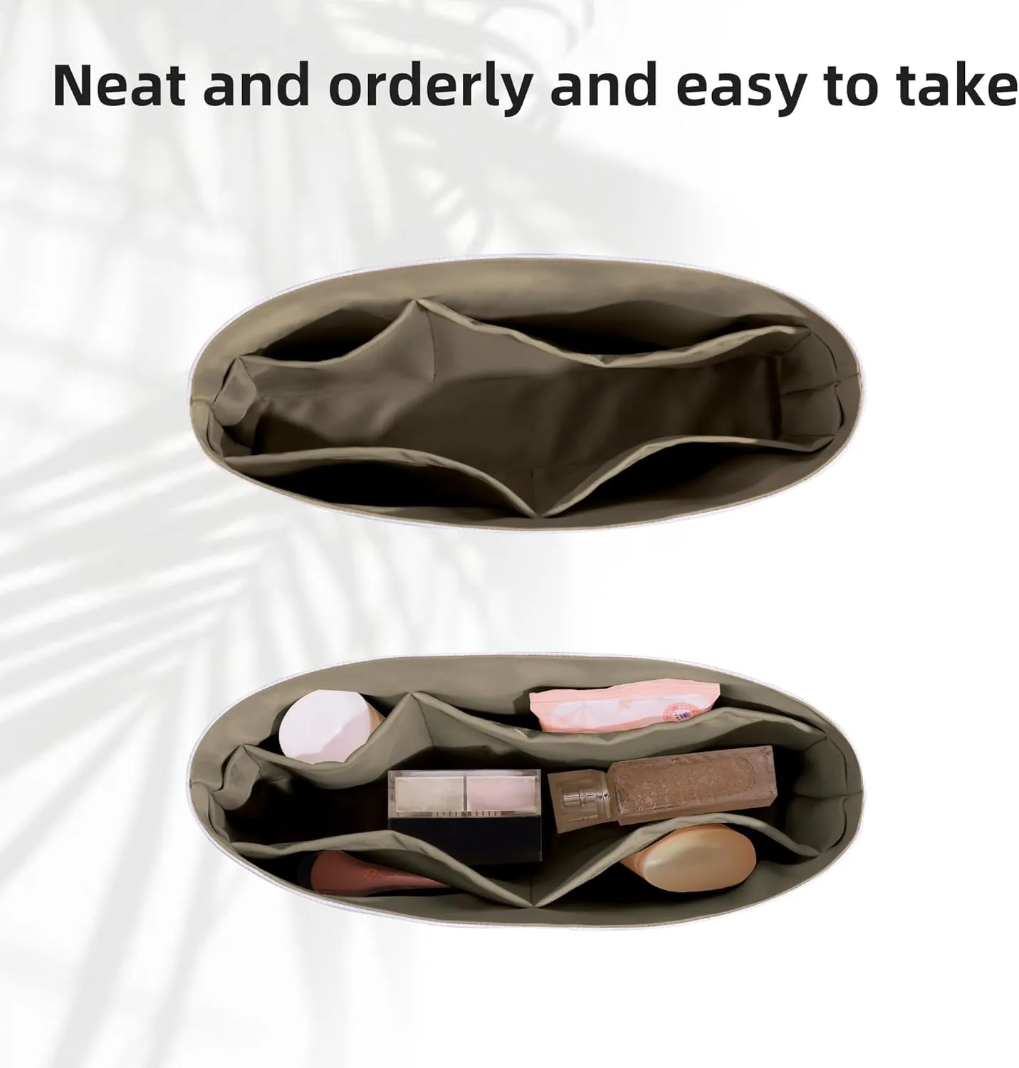 DGAZ Lightweight Purse Organizer Insert for Longchamp Le Pliage Original Series Bag,silk and DupontPaper handbag inner for Luxury Bags(Etoupe grey,LE PLIAGE L（Handle height: about 9 cm）)