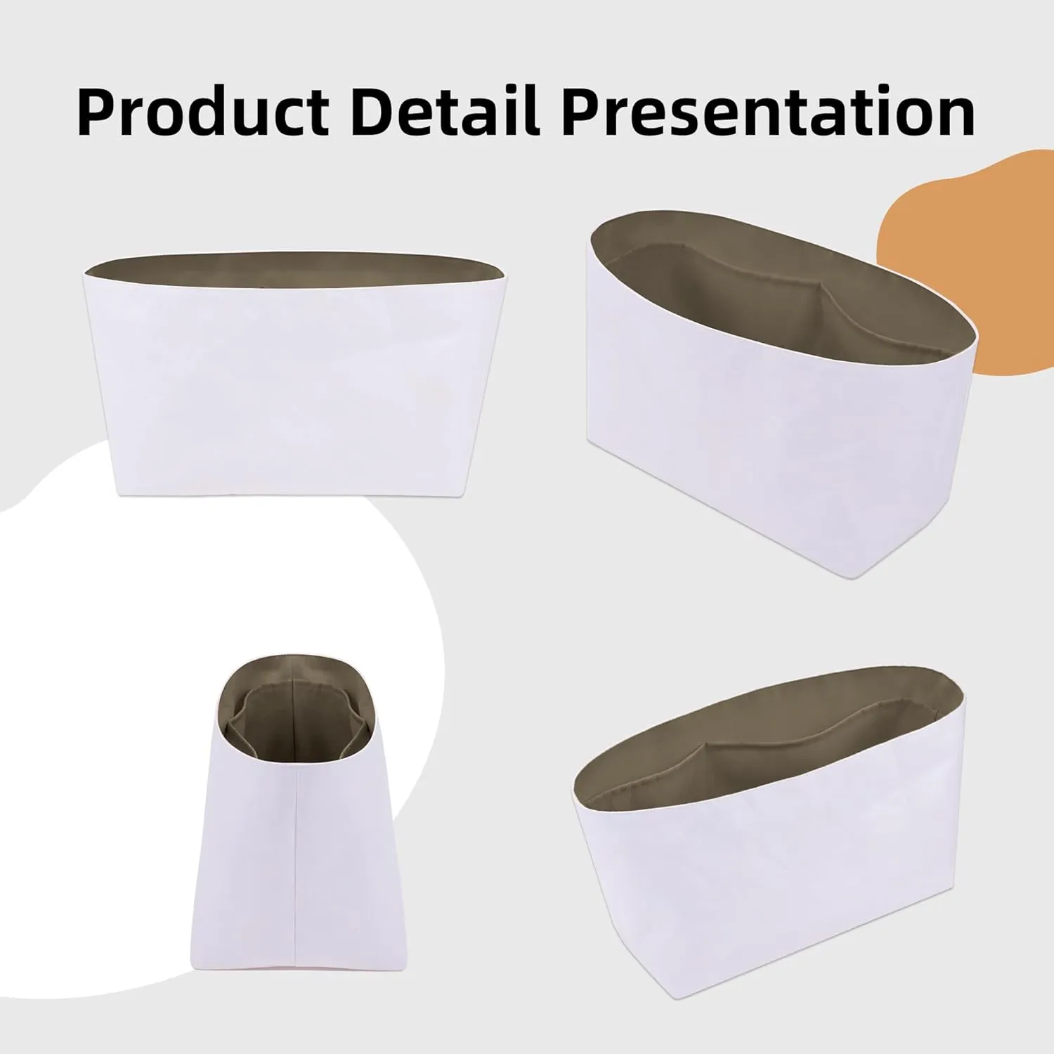 DGAZ Lightweight Purse Organizer Insert for Longchamp Le Pliage Original Series Bag,silk and DupontPaper handbag inner for Luxury Bags(Etoupe grey,LE PLIAGE L（Handle height: about 9 cm）)