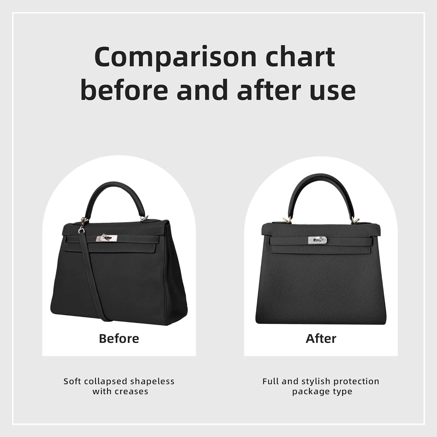 DGAZ Luxury Silk Bag Organizer, Rectangular Insert for Kelly Mini I/II, 20/25/28/32/35/40 Bags (Black)