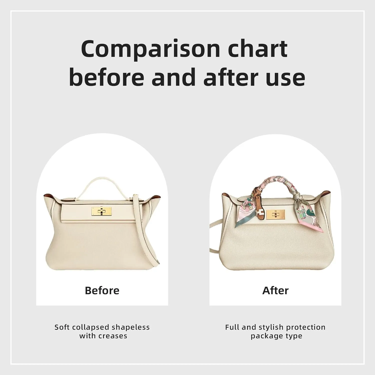 DGAZ Purse Organizer Insert, Silky Handbag & Tote Organizer, Bag in Bag, Fits Hermes 24/24-29 Bags（Craie，29）