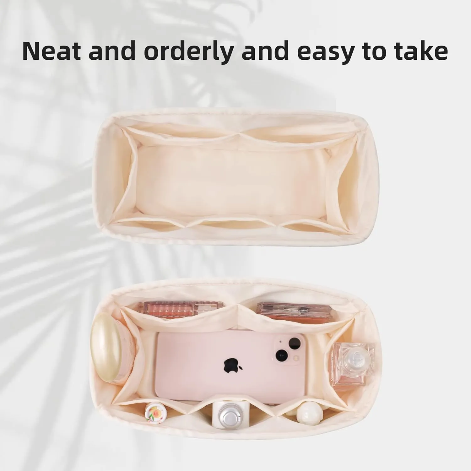 DGAZ Purse Organizer Insert, Silky Handbag & Tote Organizer, Bag in Bag, Fits Hermes 24/24-29 Bags（Craie，29）