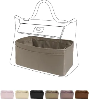 DGAZ Purse Organizer Insert, Silky Handbag & Tote Organizer, Bag in Bag, Fits Hermes 24/24-29 Bags（Etoupe grey，29）
