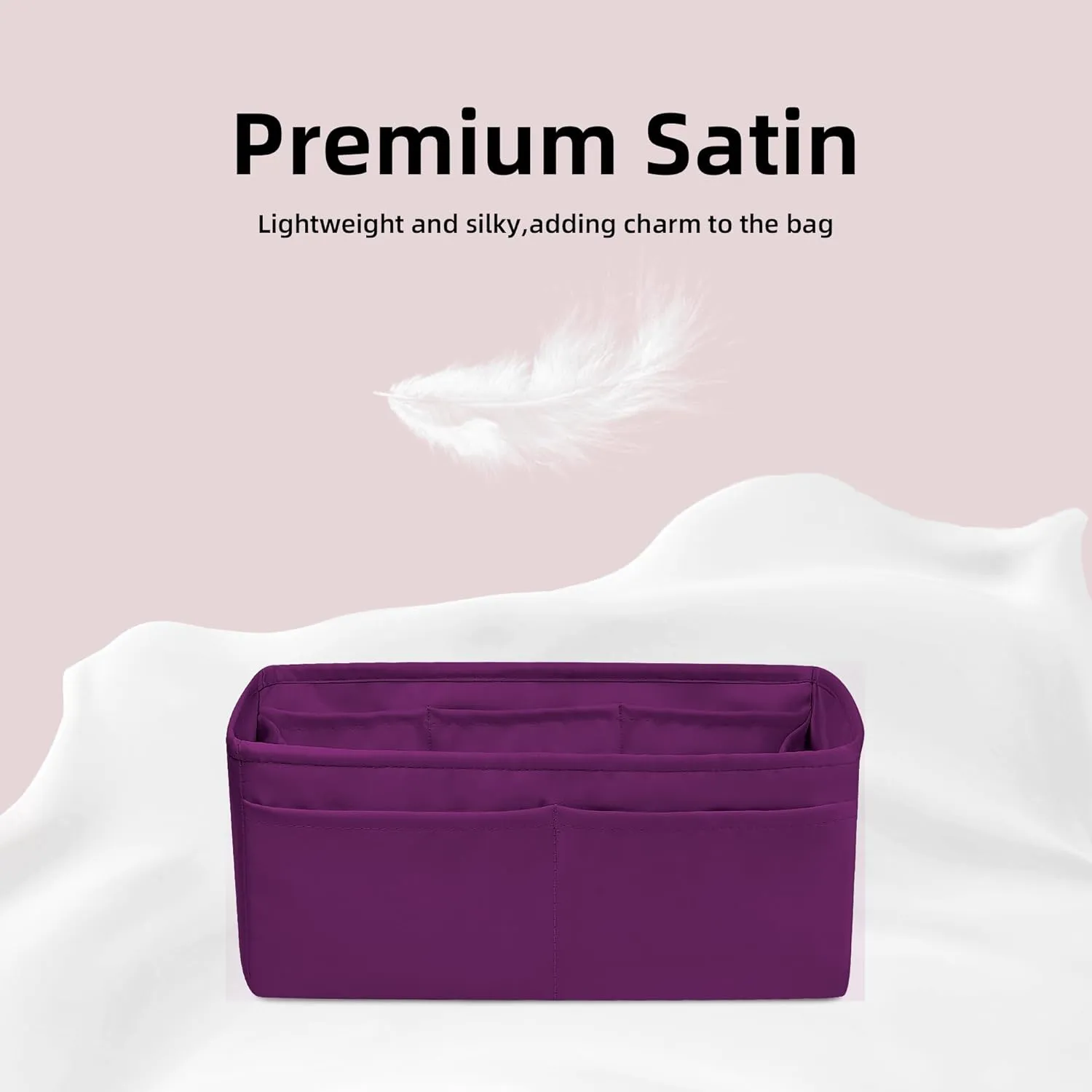 DGAZ Purse Organizer Silky Smooth Fits Birkin 20/25/30/35/40/45/50 Bags,Silk,Luxury Handbag Tote in Bag Shapers, Women(Anemone,BK25)