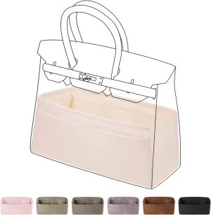 DGAZ Purse Organizer Silky Smooth Fits Birkin 20/25/30/35/40/45/50 Bags,Silk,Luxury Handbag Tote in Bag Shapers, Women(Craie,BK20)