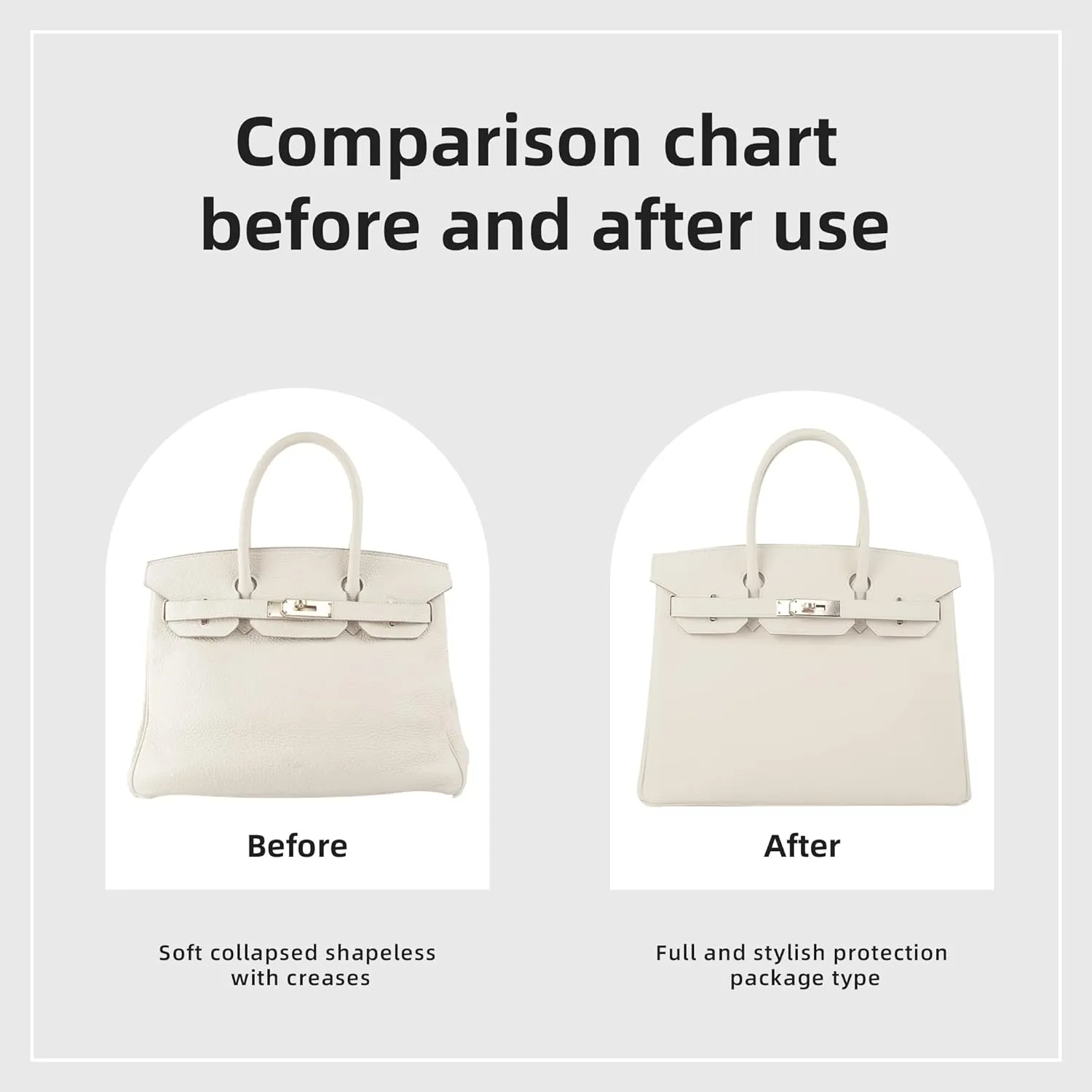 DGAZ Purse Organizer Silky Smooth Fits Birkin 20/25/30/35/40/45/50 Bags,Silk,Luxury Handbag Tote in Bag Shapers, Women(Craie,BK20)