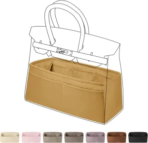 DGAZ Purse Organizer Silky Smooth Fits Birkin 25/30/35/40 Bags,Silk,Luxury Handbag Tote in Bag Shapers, Women(Biscuit color,BK30)