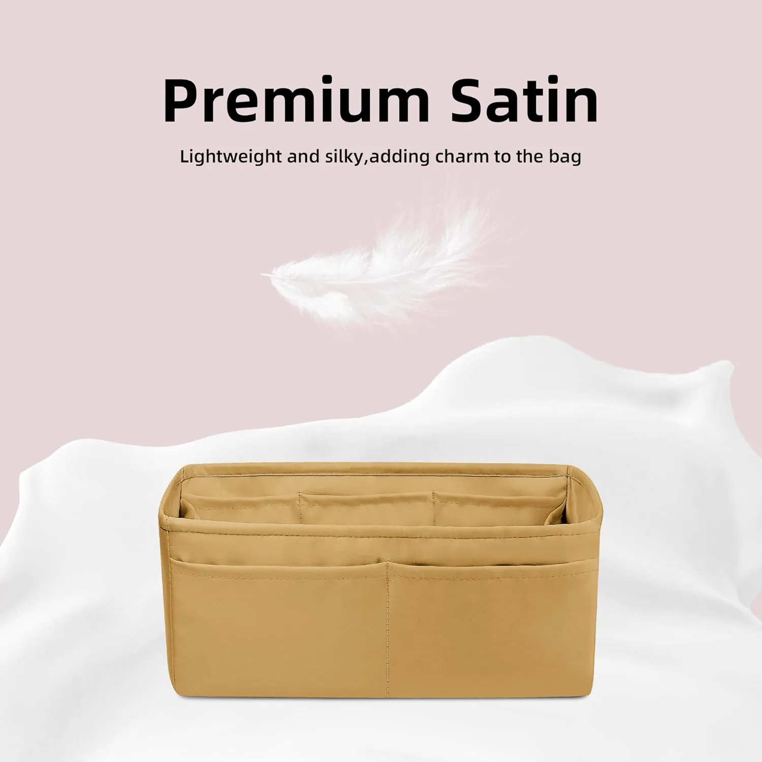 DGAZ Purse Organizer Silky Smooth Fits Birkin 25/30/35/40 Bags,Silk,Luxury Handbag Tote in Bag Shapers, Women(Biscuit color,BK30)
