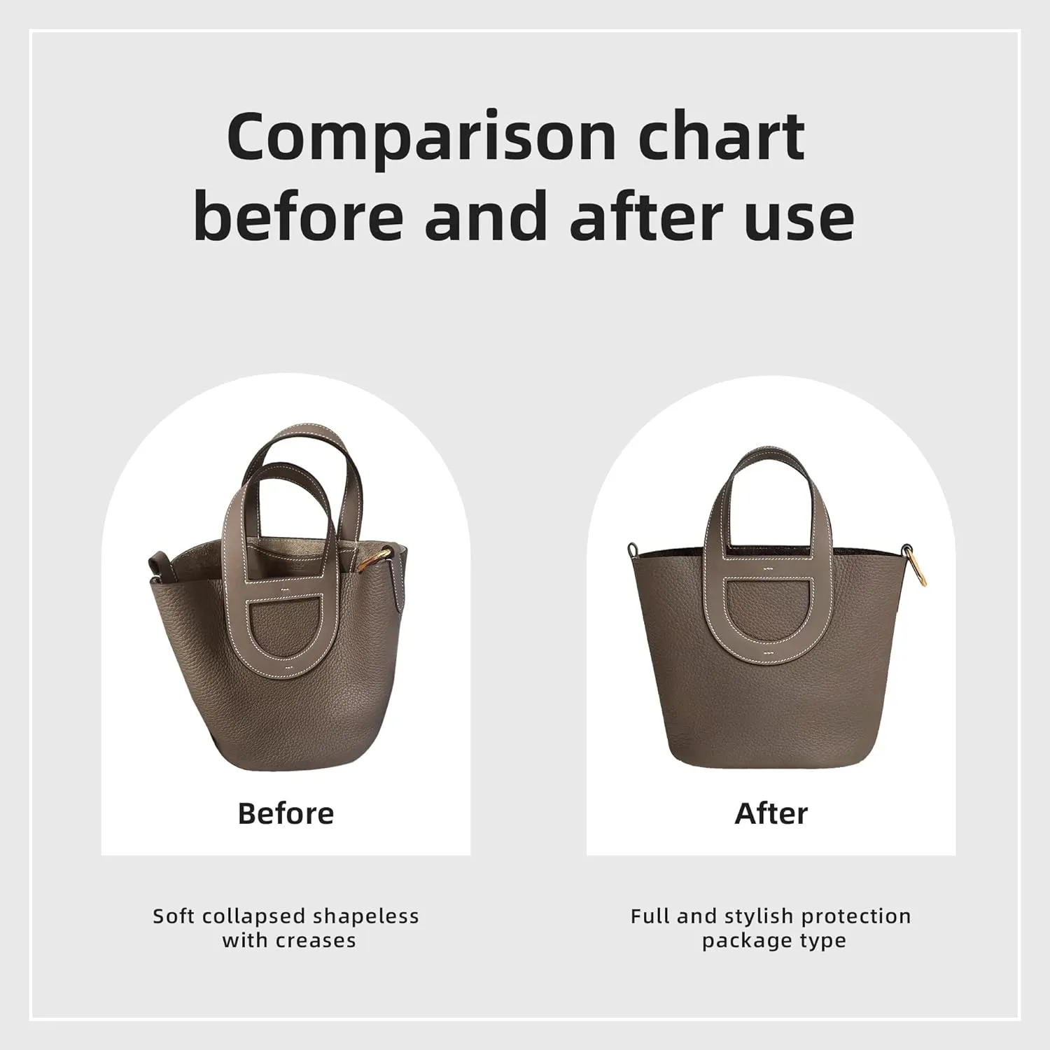 DGAZ Purse Organizer Silky Smooth For Hermes In The Loop 18/23 Bags,Silk Luxury Handbag Tote in Bag Shapers(23,Etoupe grey)