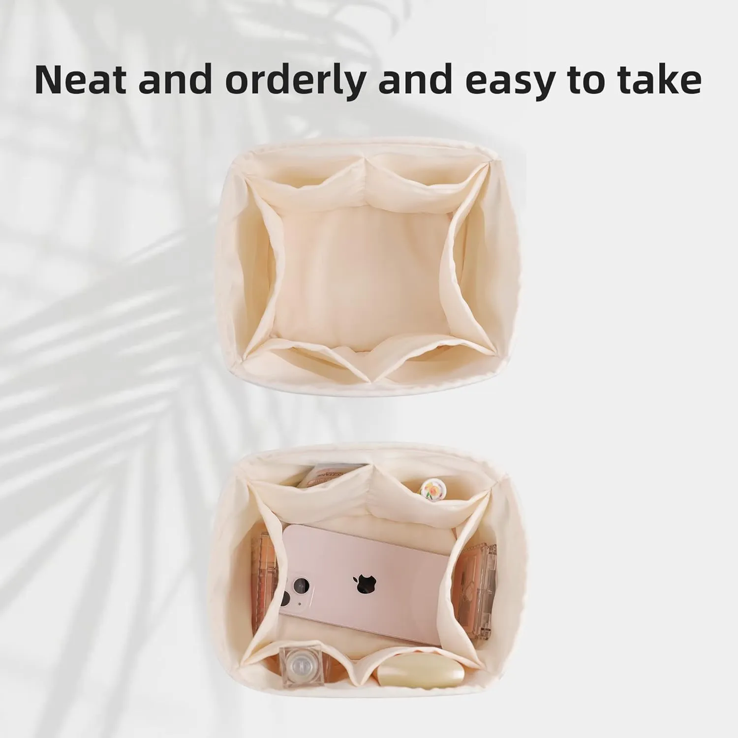 DGAZ Purse Organizer Silky Smooth,Silk,Luxury Handbag Tote in Bag Shapers, Women- Fits picotin18/22Bags (Craie, PC22)