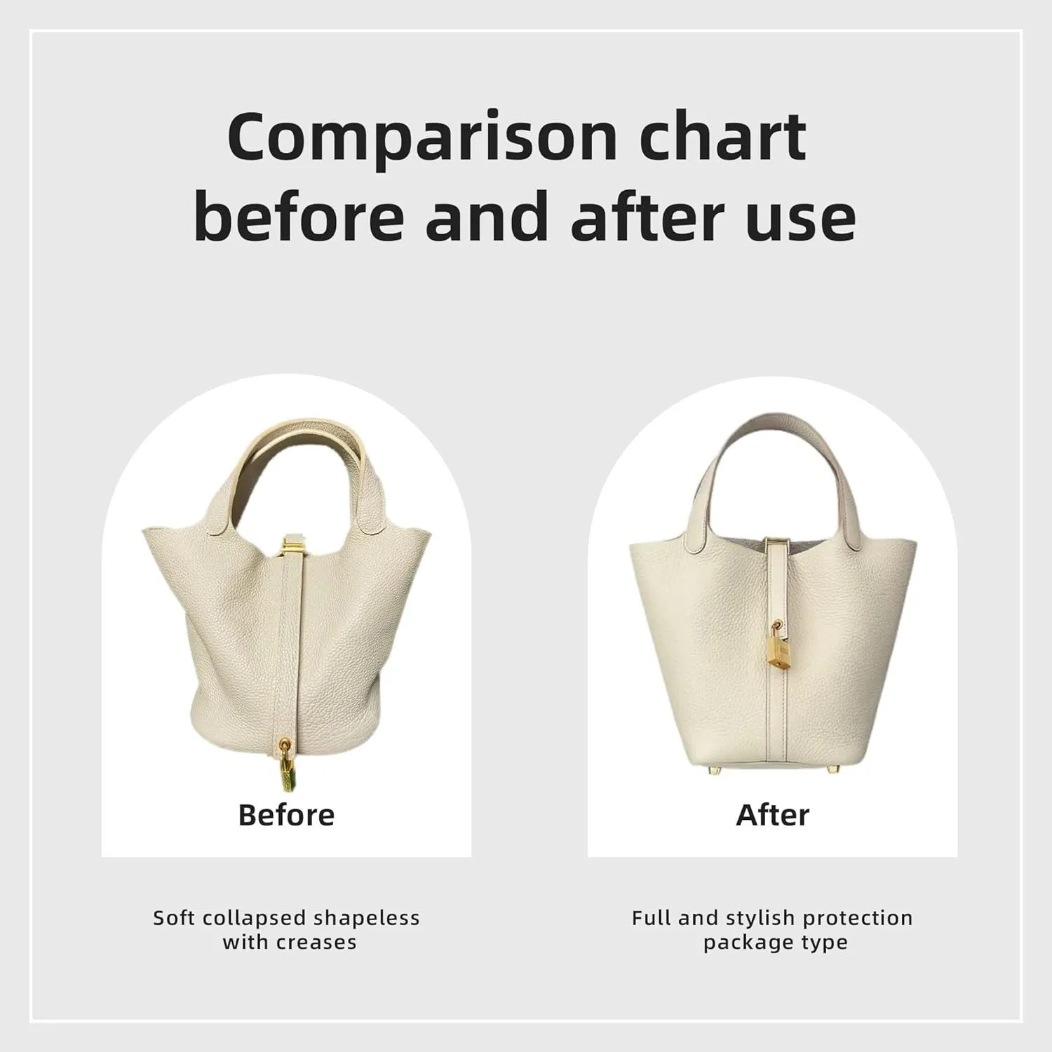 DGAZ Purse Organizer Silky Smooth,Silk,Luxury Handbag Tote in Bag Shapers, Women- Fits picotin18/22Bags (Craie, PC22)