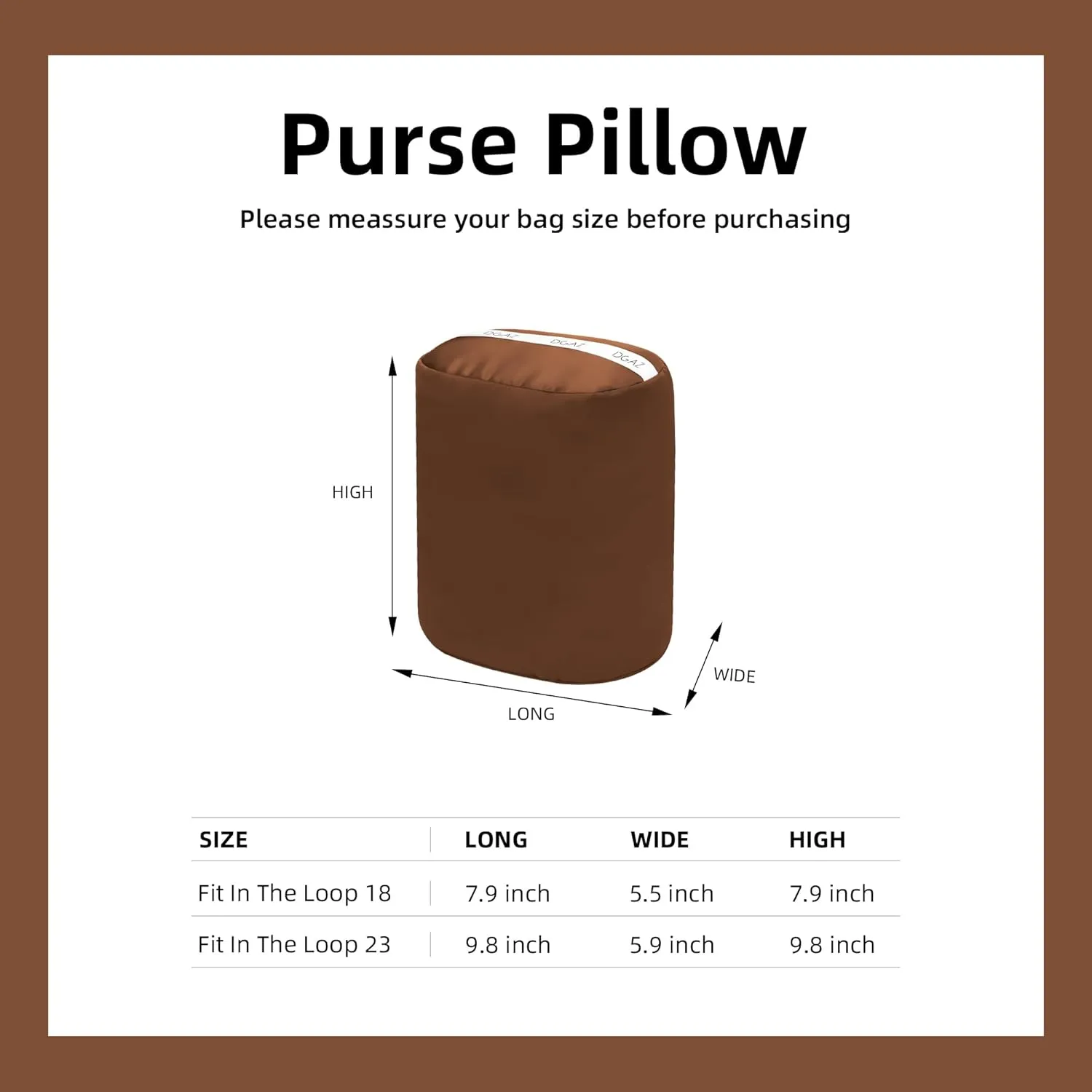 DGAZ Purse Pillow Insert for Hermes In the loop bags, Memory Foam, Silky Pillow Shaper for Luxury Handbags(Gold,In the loop23)