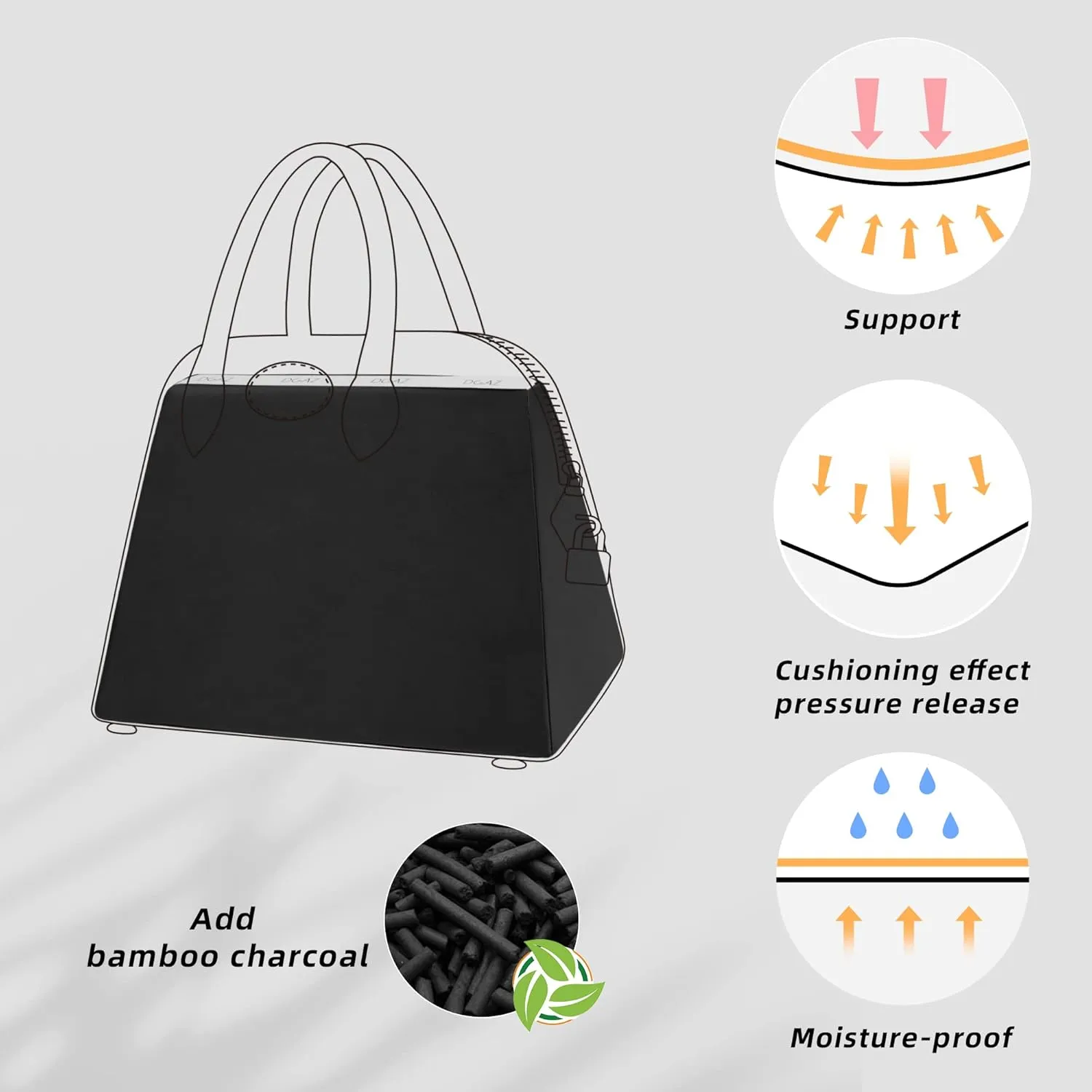 DGAZ Purse Pillow Shaper Insert for Bolide 1923mini/25/27/31/35 Bags, Silky Pillow Shaper for Luxury Handbags(Black,1923mini)