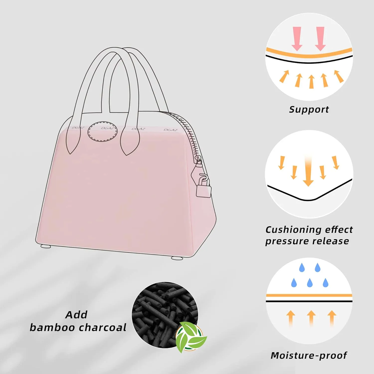 DGAZ Purse Pillow Shaper Insert for Bolide 1923mini/25/27/31/35 Bags, Silky Pillow Shaper for Luxury Handbags(Pink,1923mini)