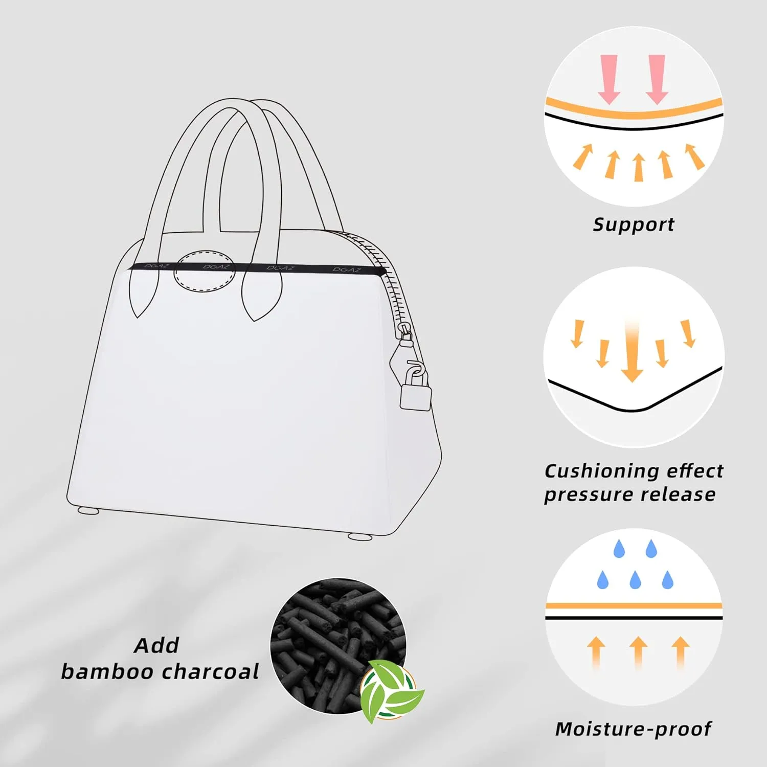 DGAZ Purse Pillow Shaper Insert for Bolide Bags, Silky Pillow Shaper for Luxury Handbags(White,1923 mini)