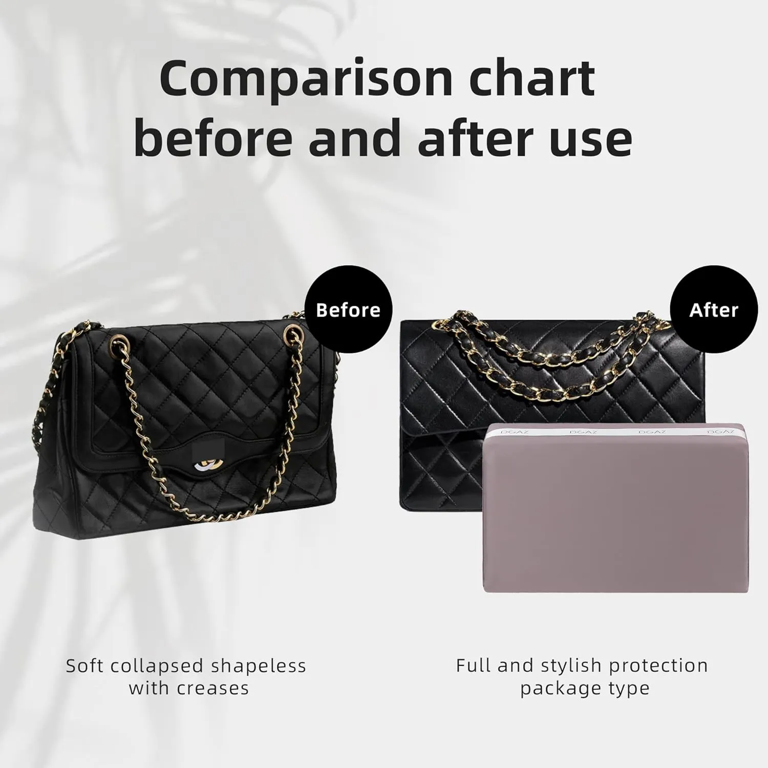 DGAZ Purse Pillow Shaper Insert for Chanel CF Bags, Silky Pillow Shaper for Luxury Handbags（Konjac Purple, Jumbo 30）
