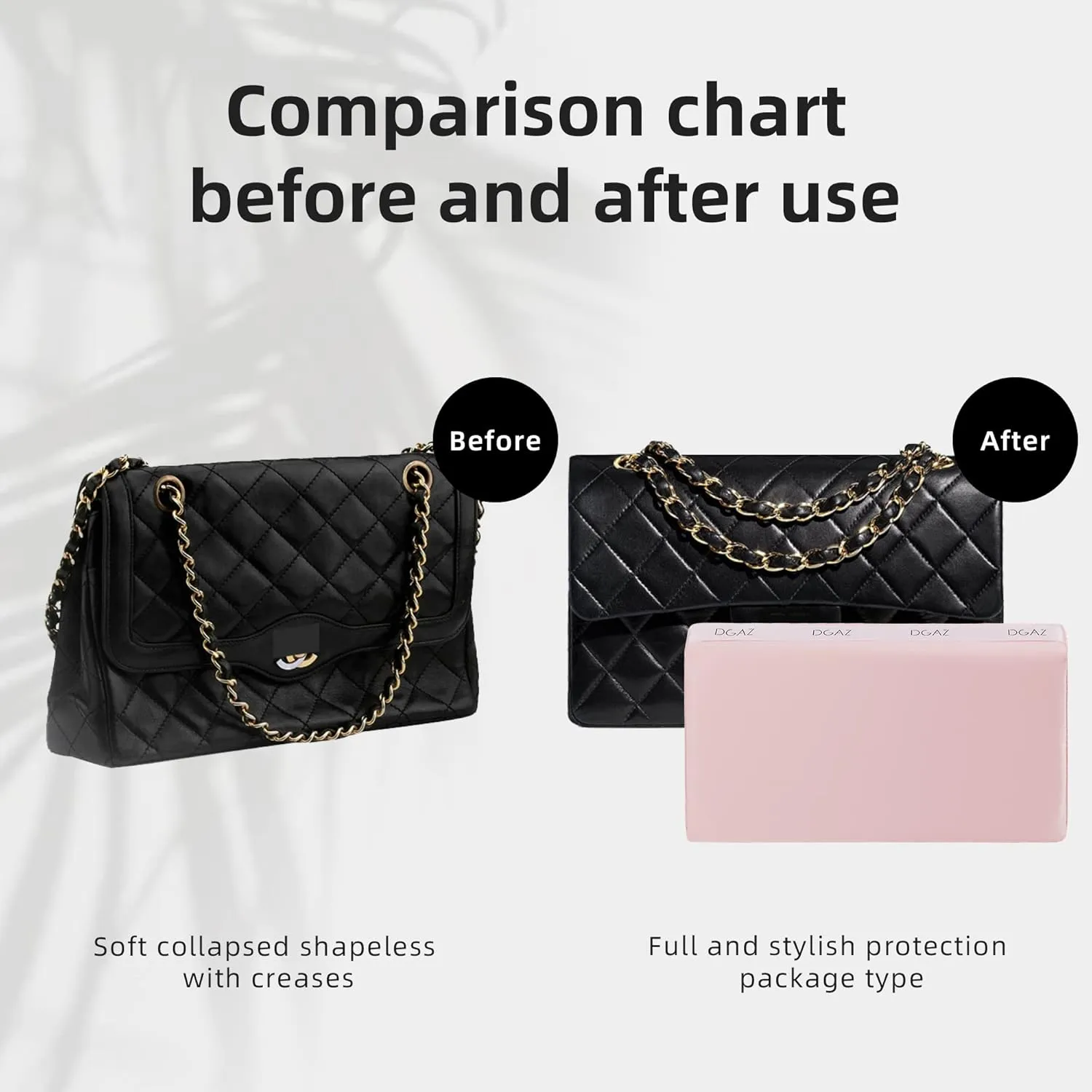 DGAZ Purse Pillow Shaper Insert for Chanel CF Bags, Silky Pillow Shaper for Luxury Handbags（Pink, Jumbo 30）