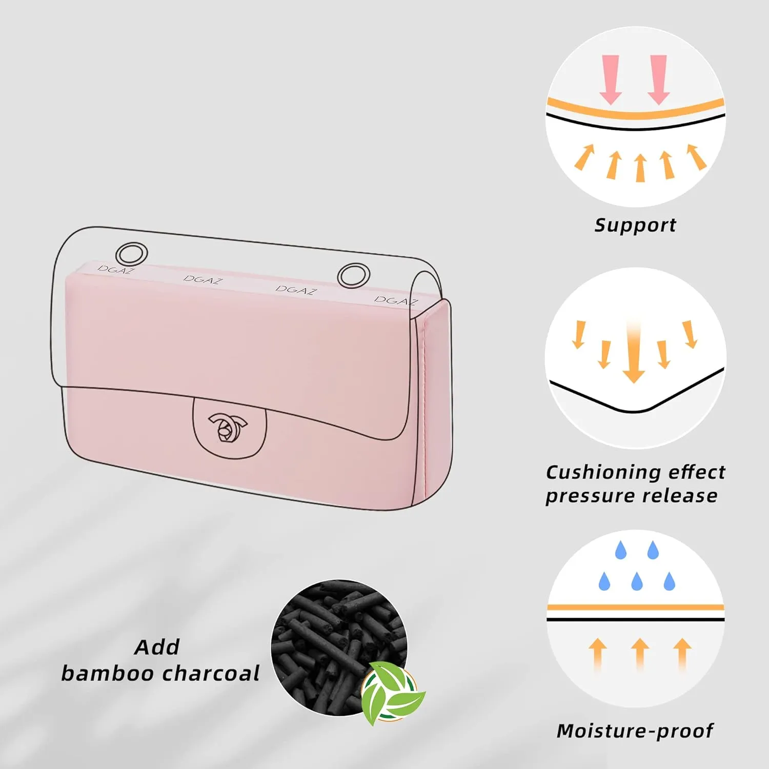 DGAZ Purse Pillow Shaper Insert for Chanel CF Bags, Silky Pillow Shaper for Luxury Handbags（Pink, Medium 25）