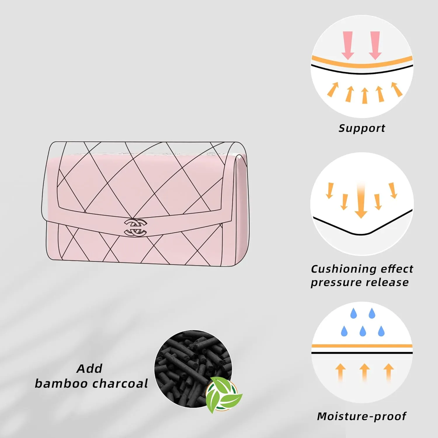 DGAZ Purse Pillow Shaper Insert for Chanel Diana Bag, Silky Pillow Shaper for Luxury Handbags(Pink,Medium)