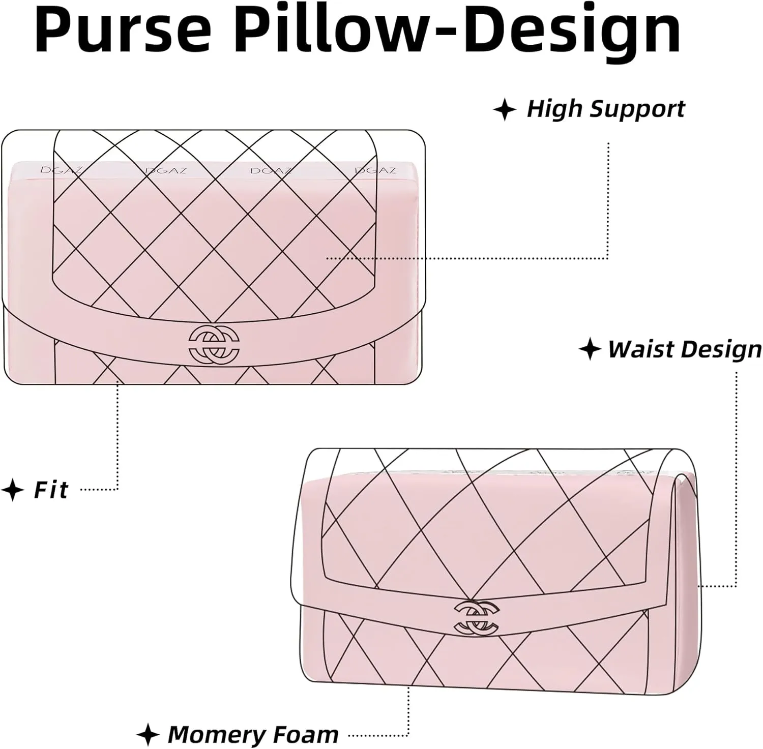 DGAZ Purse Pillow Shaper Insert for Chanel Diana Bag, Silky Pillow Shaper for Luxury Handbags(Pink,Medium)