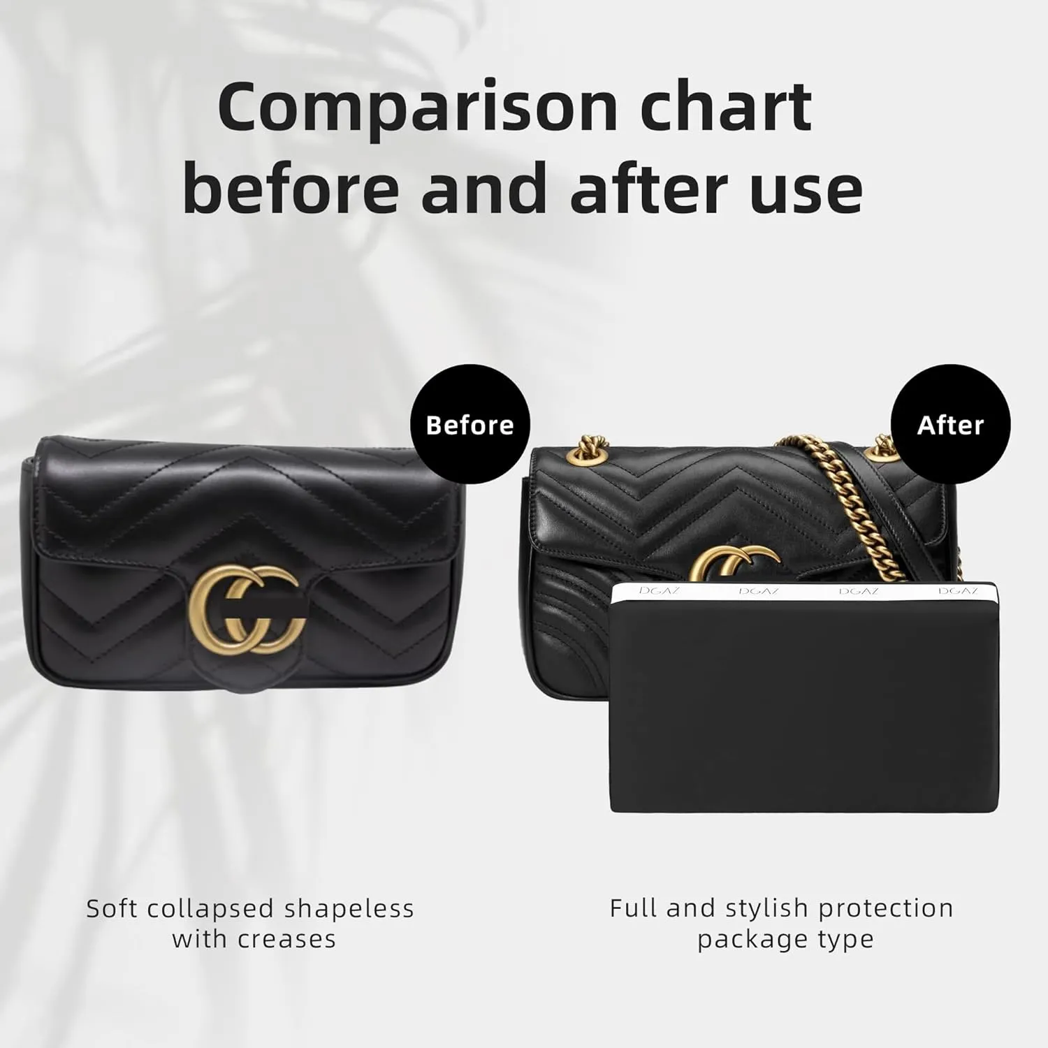 DGAZ Purse Pillow Shaper Insert for Gucci Marmont Bag, Silky Pillow Shaper for Luxury Handbags(Black,Marmont26)