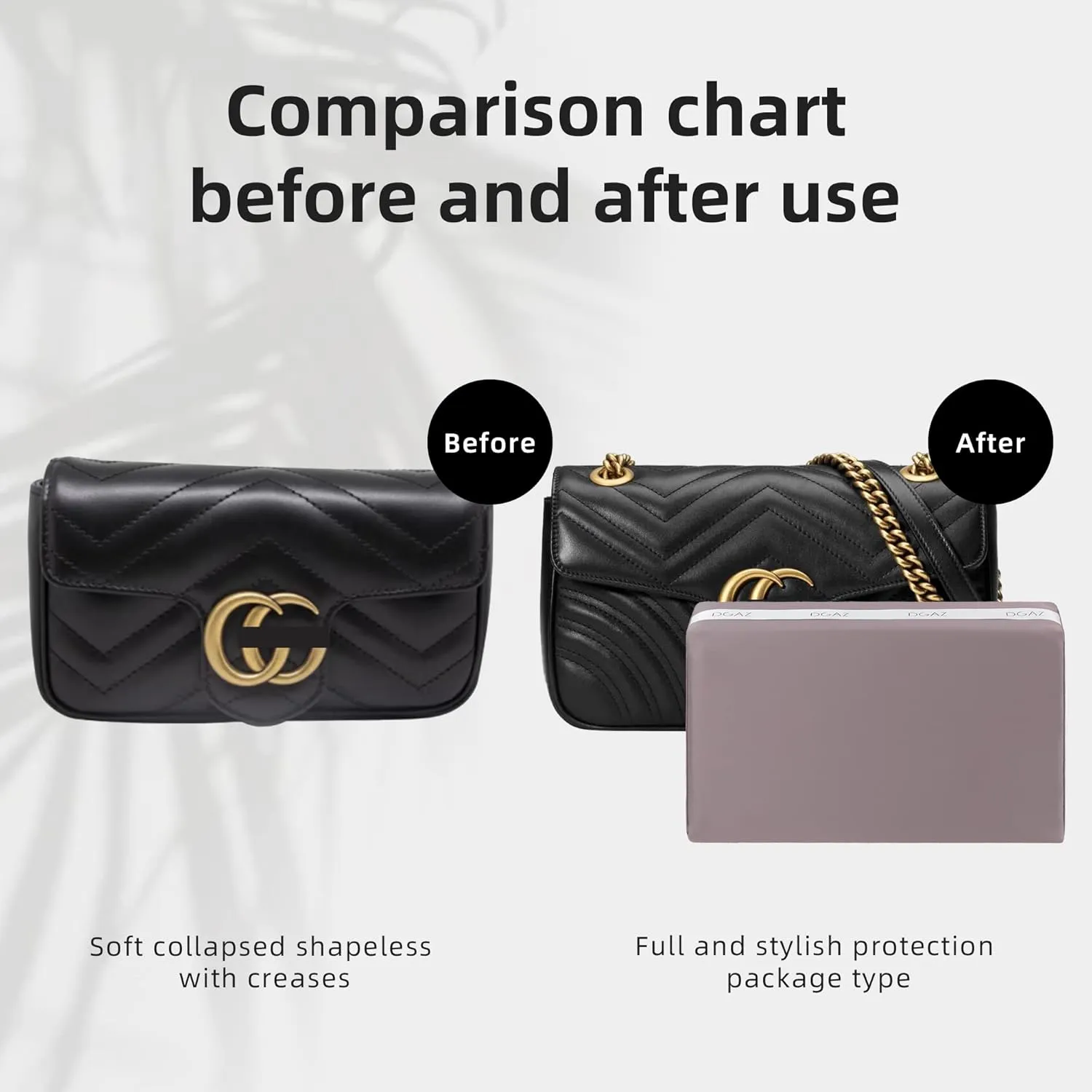 DGAZ Purse Pillow Shaper Insert for Gucci Marmont Bag, Silky Pillow Shaper for Luxury Handbags(Konjac Purple,Marmont26)