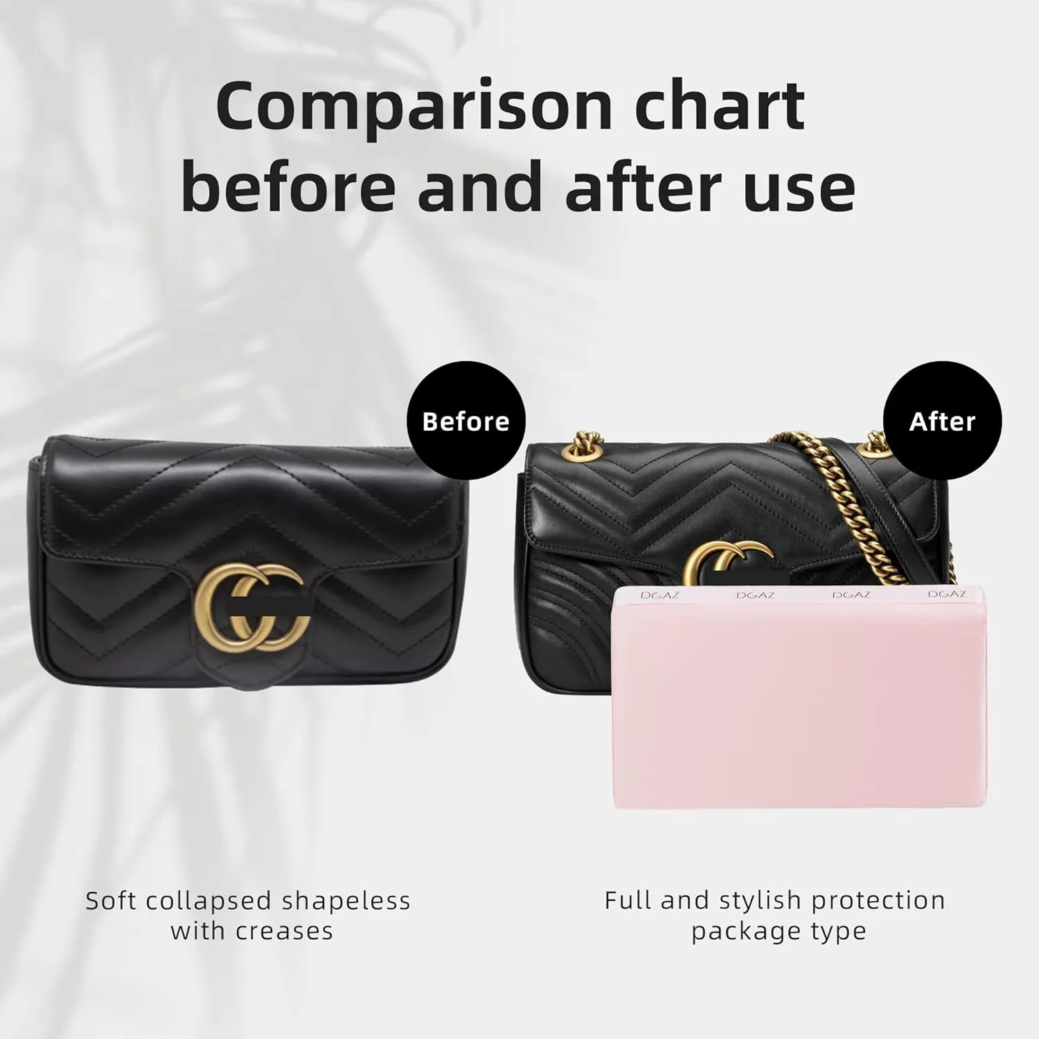 DGAZ Purse Pillow Shaper Insert for Gucci Marmont Bag, Silky Pillow Shaper for Luxury Handbags(Pink,Marmont26)