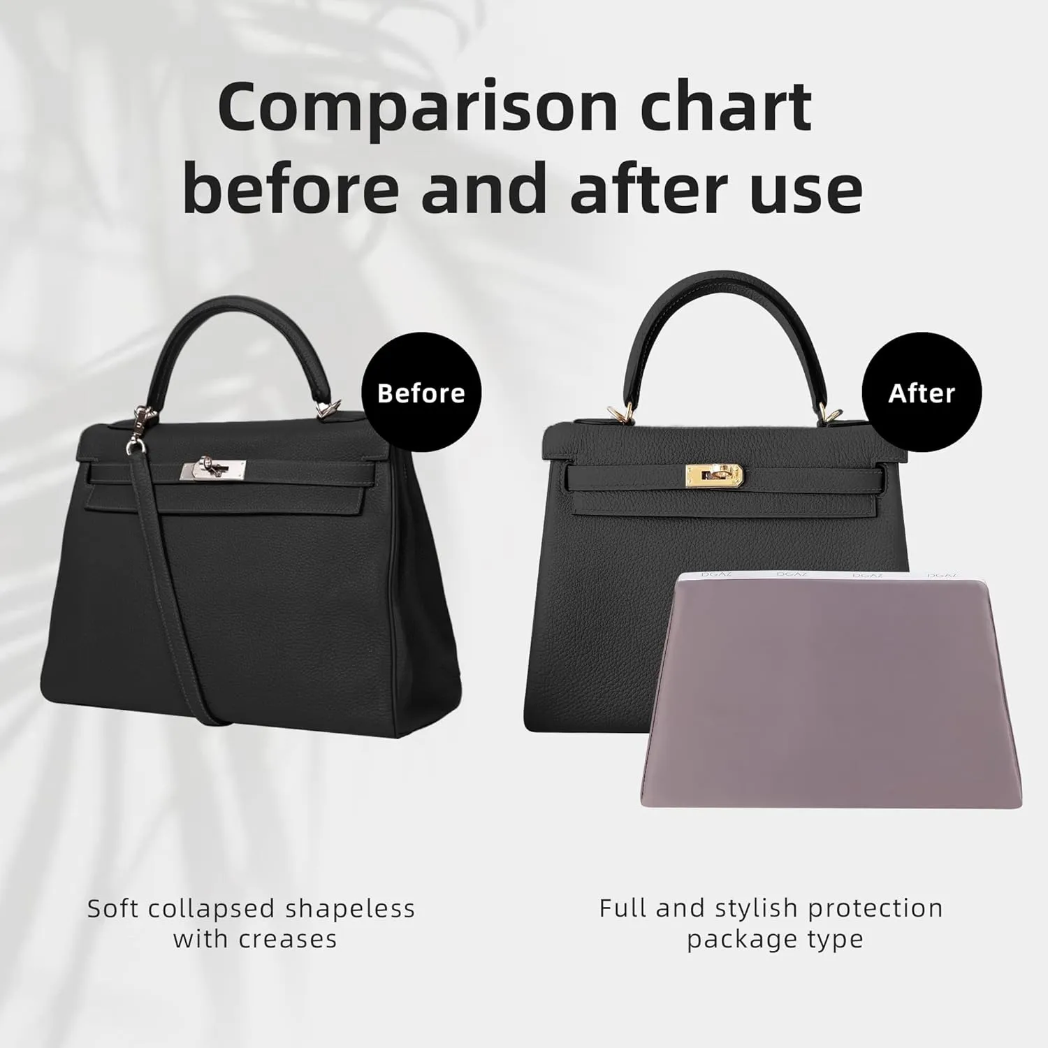 DGAZ Purse Pillow Shaper Insert for Hermes Kelly Bags, Silky Pillow Shaper for Luxury Handbags(Konjac purple,KLmini2)