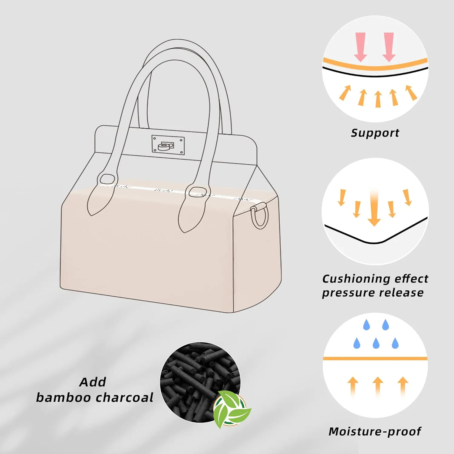 DGAZ Purse Pillow Shaper Insert for Hermes Toolbox Bags, Silky Pillow Shaper for Luxury Handbags(Craie,Toolbox 26)