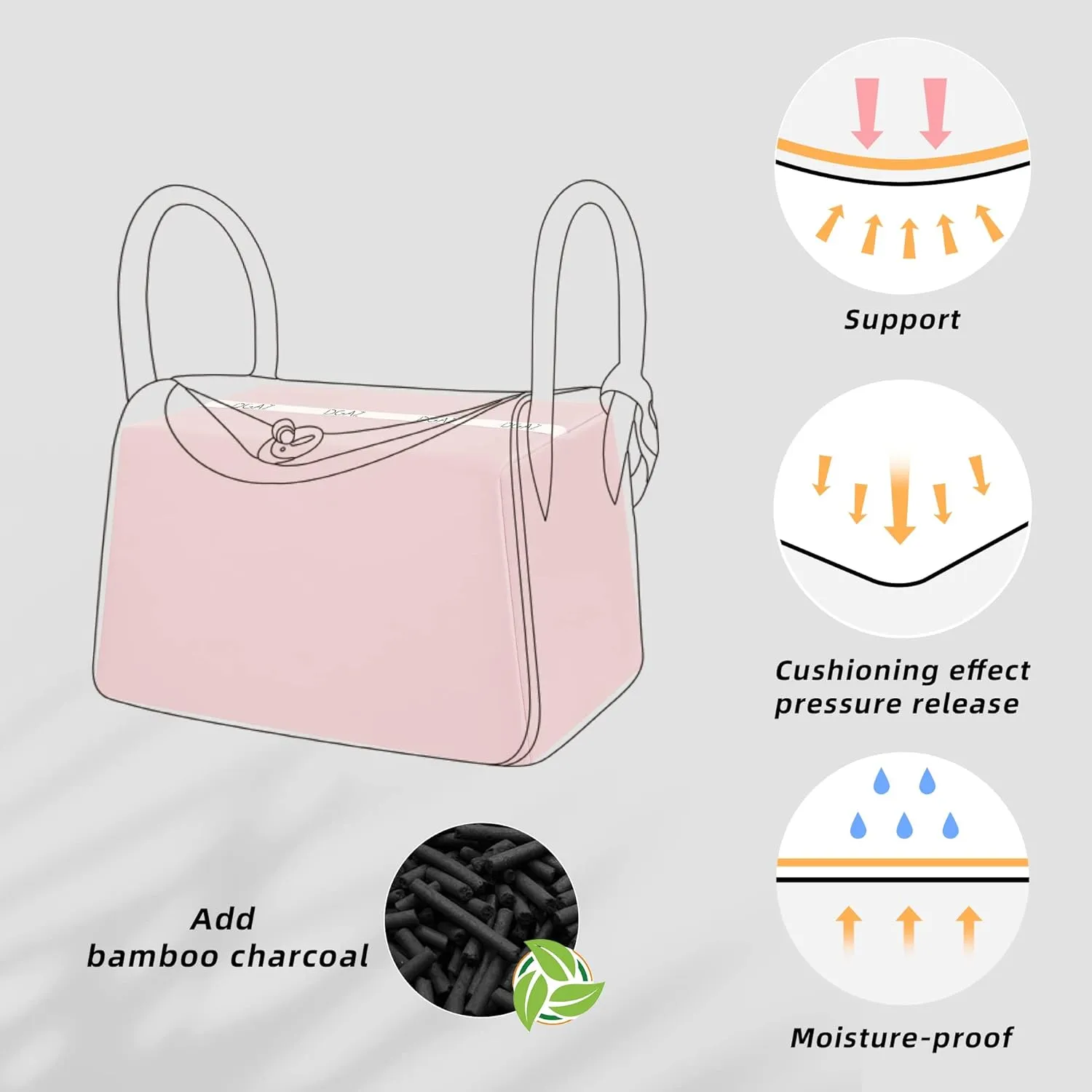 DGAZ Purse Pillow Shaper Insert for Luxury Handbags, Silky Pillow Shaper for Lindy 19/26/30/34 Bags(Pink,LD26)