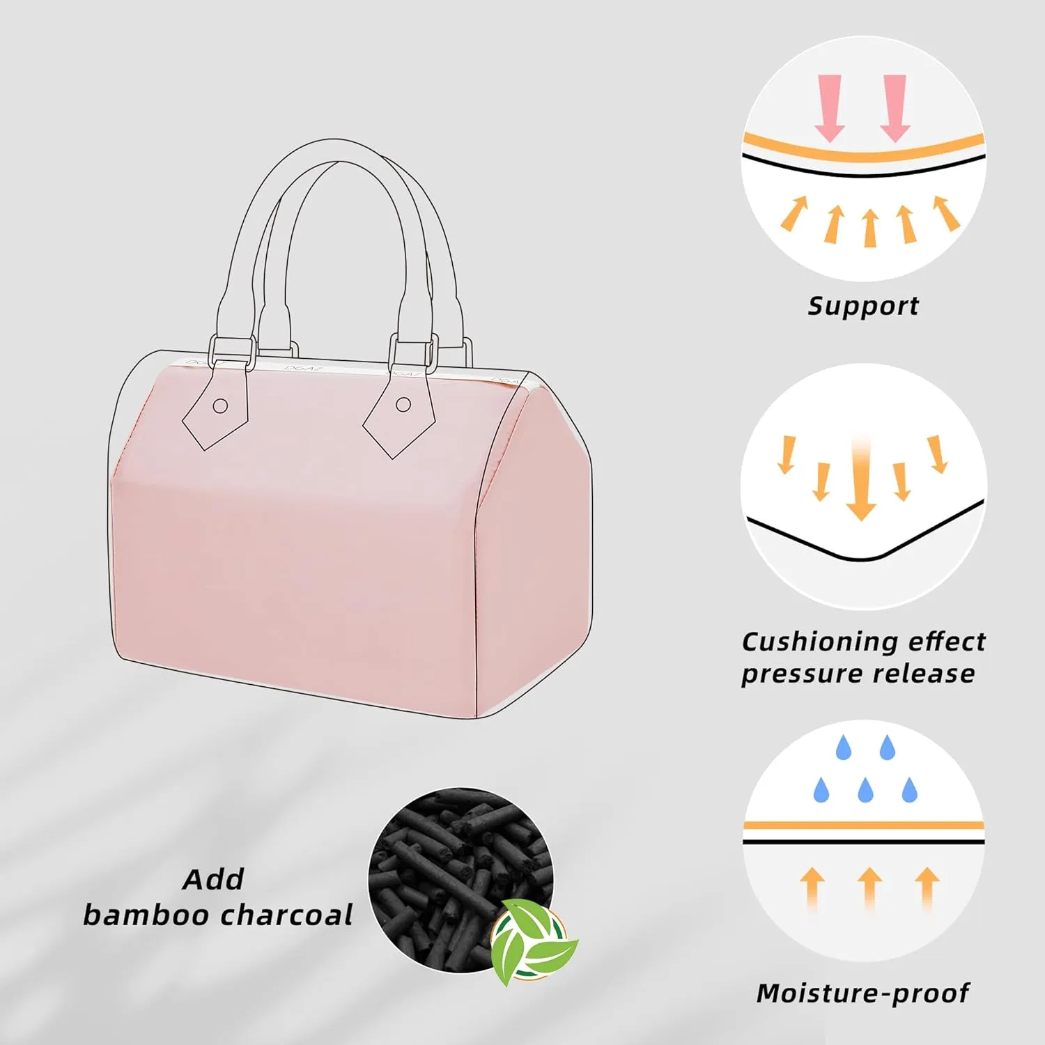 DGAZ Purse Pillow Shaper Insert for LV Speedy 16/New16/20/25/30/35/40/45 Bags, Silky Pillow Shaper for Luxury Handbags(Pink,20)