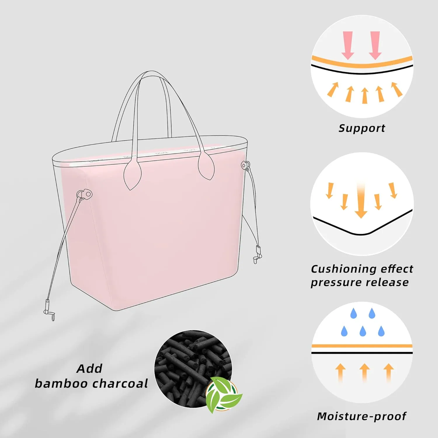 DGAZ Purse Pillow Shaper Insert for Neverfullbag, Silky Pillow Shaper for Luxury Handbags(Pink,MM)