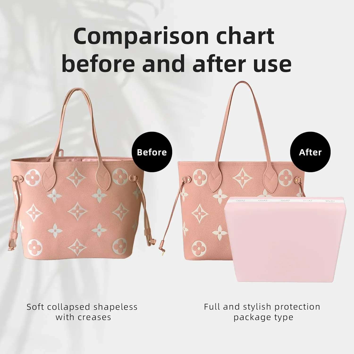 DGAZ Purse Pillow Shaper Insert for Neverfullbag, Silky Pillow Shaper for Luxury Handbags(Pink,MM)